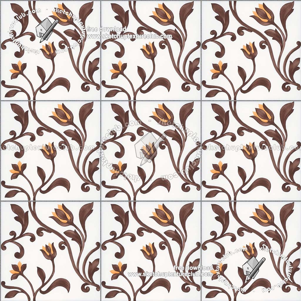 Textures   -   ARCHITECTURE   -   TILES INTERIOR   -   Ornate tiles   -   Floral tiles  - Ceramic floral tiles texture seamless 19169 (seamless)