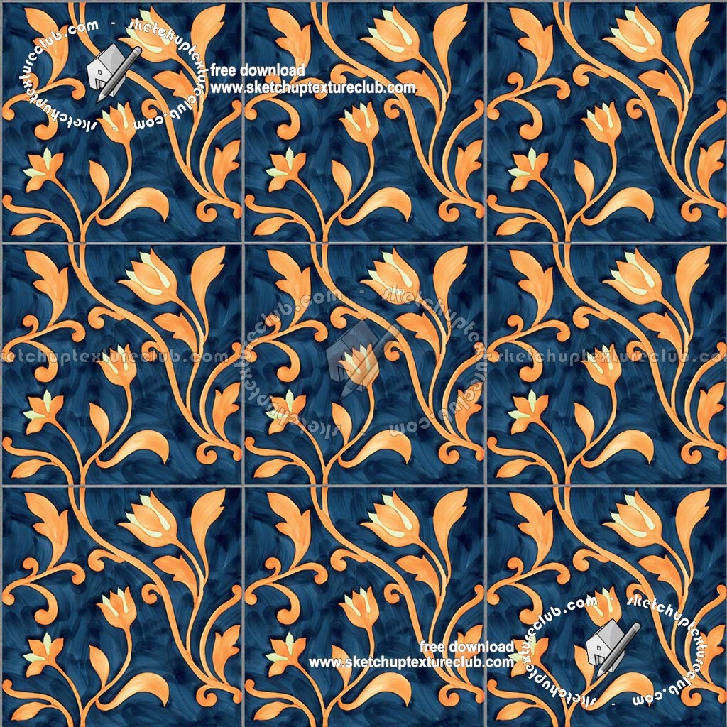 Textures   -   ARCHITECTURE   -   TILES INTERIOR   -   Ornate tiles   -   Floral tiles  - Ceramic floral tiles texture seamless 19172 (seamless)