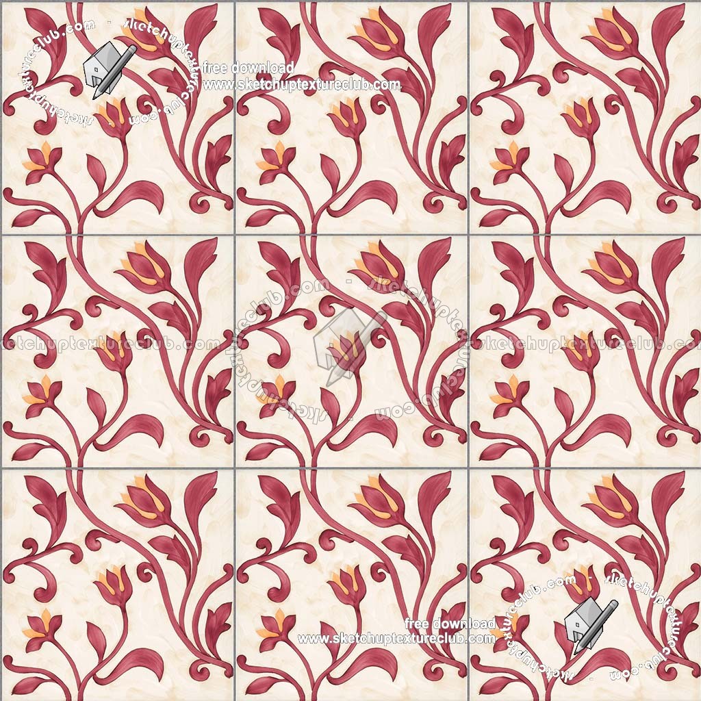 Textures   -   ARCHITECTURE   -   TILES INTERIOR   -   Ornate tiles   -   Floral tiles  - Ceramic floral tiles texture seamless 19174 (seamless)