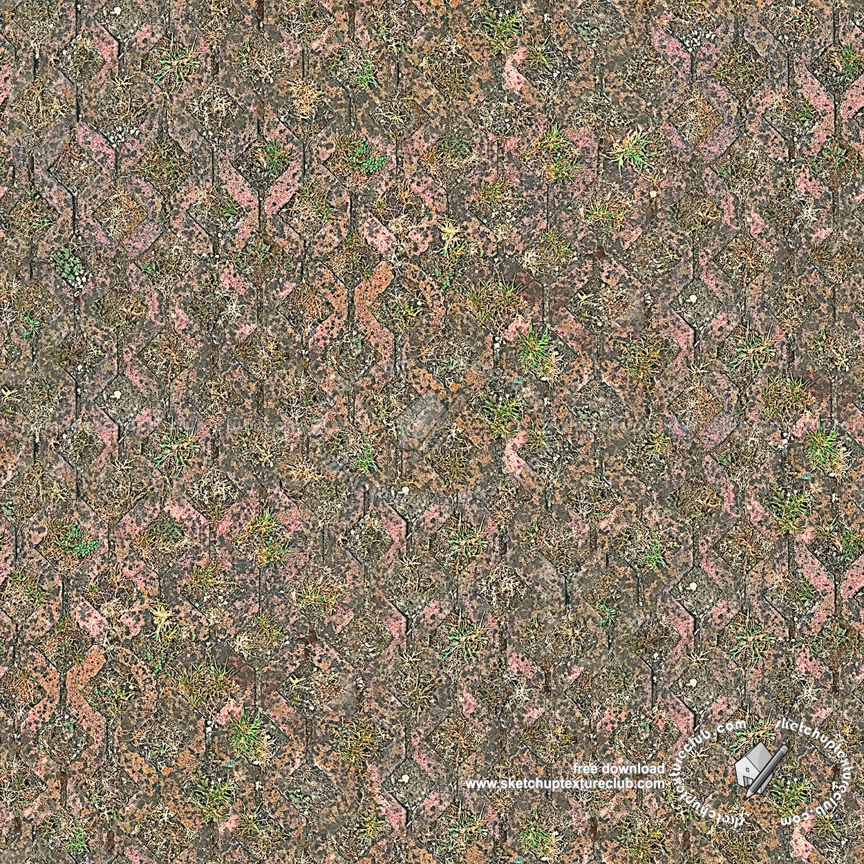 Textures   -   ARCHITECTURE   -   PAVING OUTDOOR   -   Parks Paving  - Damaged bricks park paving texture seamless 18672 (seamless)