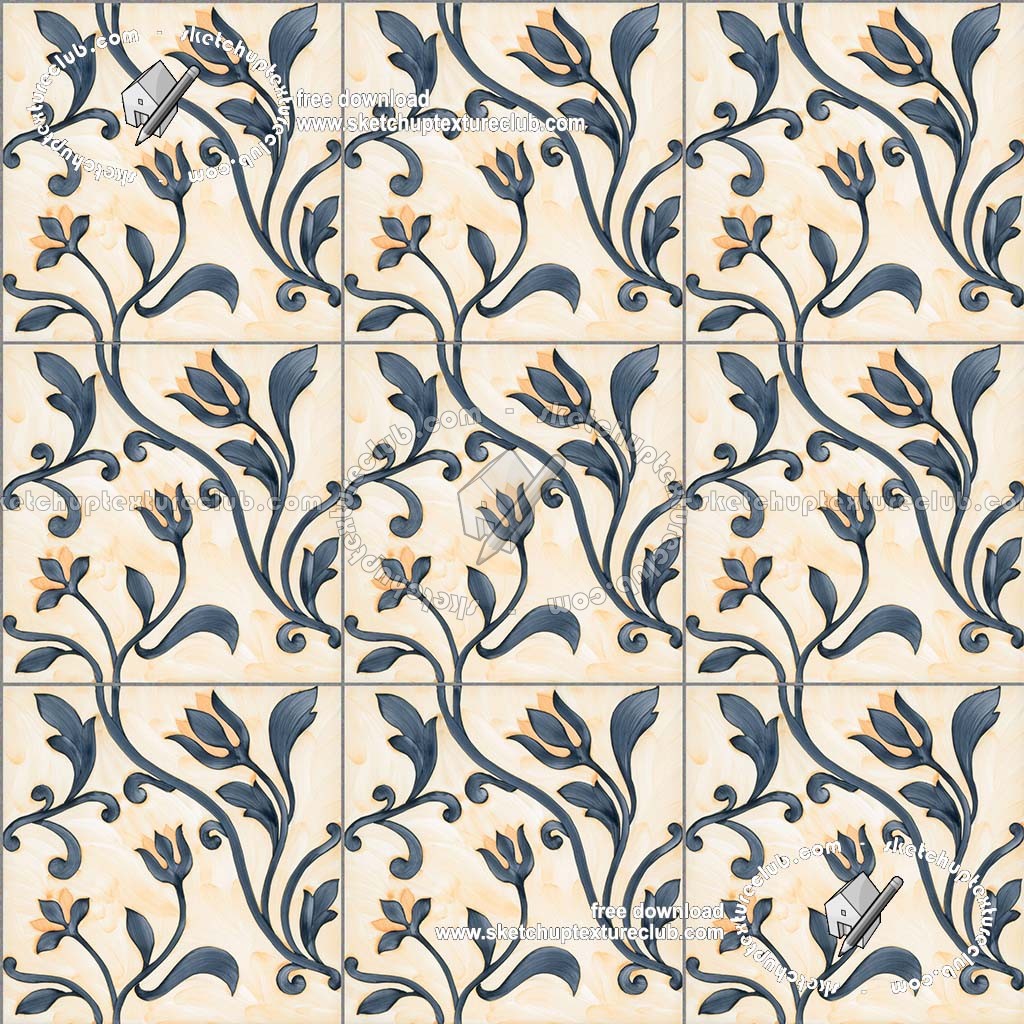 Textures   -   ARCHITECTURE   -   TILES INTERIOR   -   Ornate tiles   -   Floral tiles  - Ceramic floral tiles texture seamless 19178 (seamless)