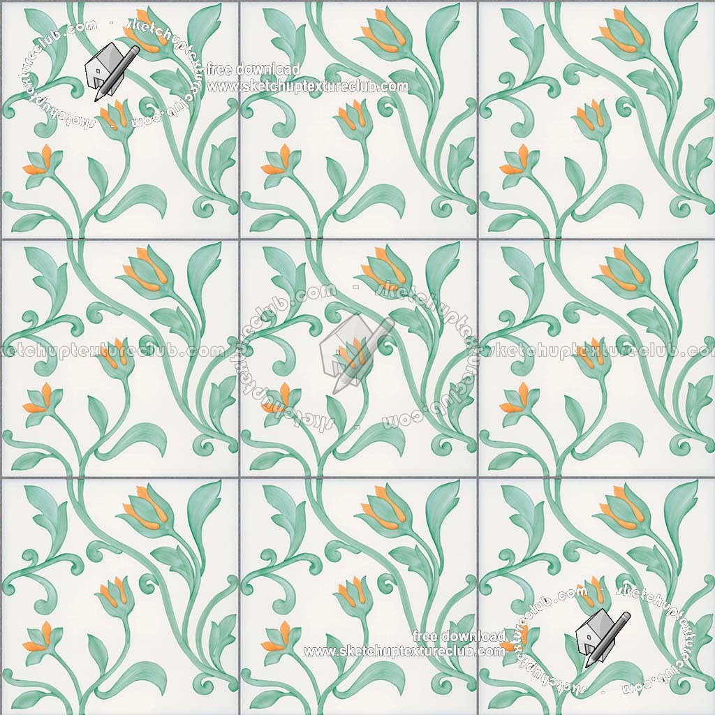 Textures   -   ARCHITECTURE   -   TILES INTERIOR   -   Ornate tiles   -   Floral tiles  - Ceramic floral tiles texture seamless 19181 (seamless)