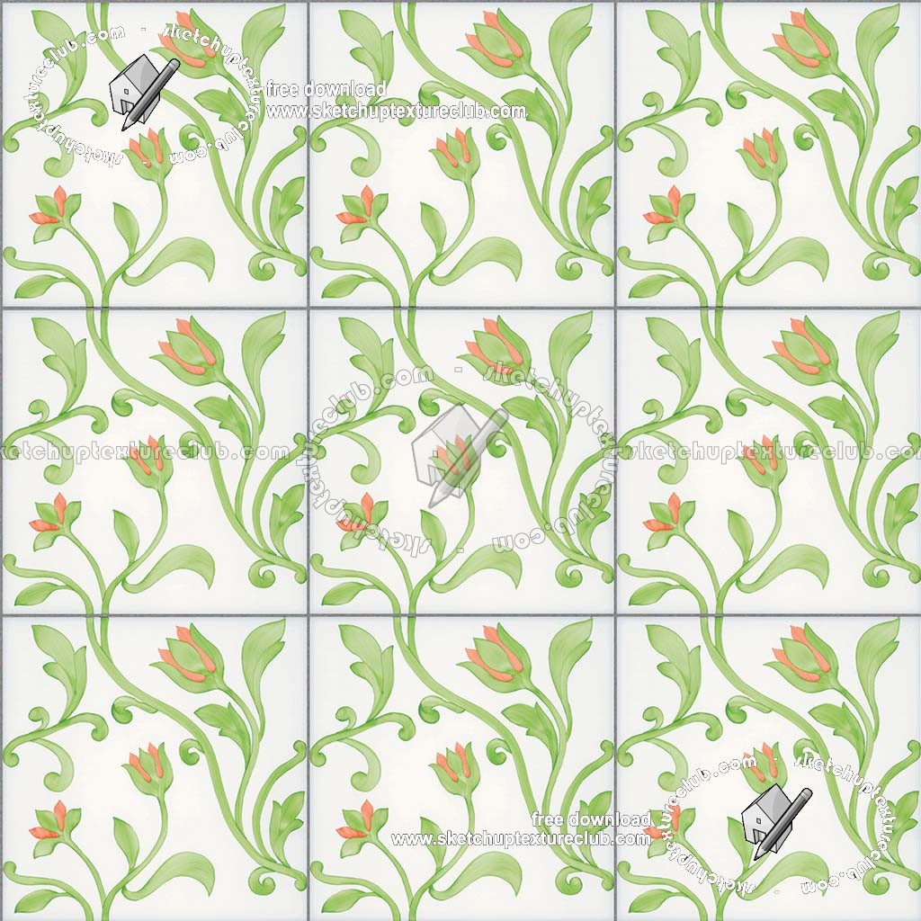 Textures   -   ARCHITECTURE   -   TILES INTERIOR   -   Ornate tiles   -   Floral tiles  - Ceramic floral tiles texture seamless 19183 (seamless)
