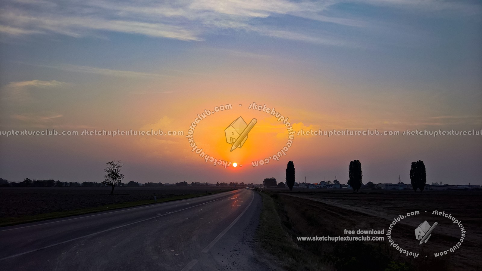 Textures   -   BACKGROUNDS & LANDSCAPES   -   SUNRISES & SUNSETS  - Sunrise background with provincial road 17714