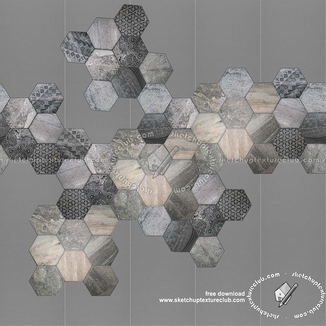 Textures   -   ARCHITECTURE   -   TILES INTERIOR   -   Hexagonal mixed  - Hexagonal tile texture seamless 18111 (seamless)