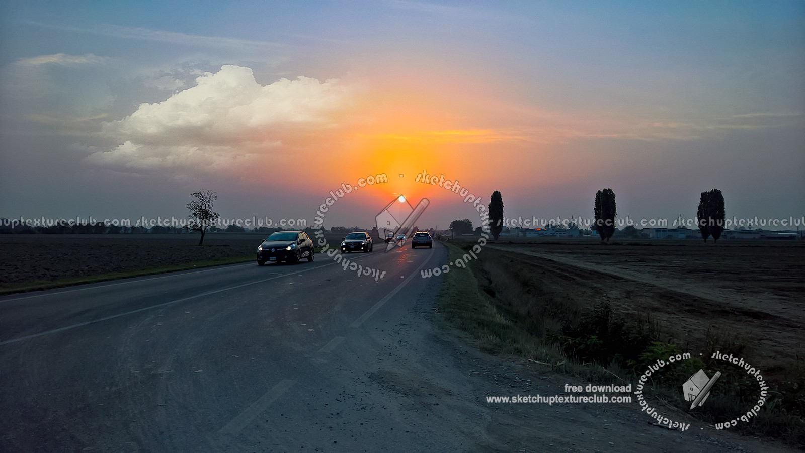 Textures   -   BACKGROUNDS & LANDSCAPES   -   SUNRISES & SUNSETS  - Sunrise background with provincial road 17715