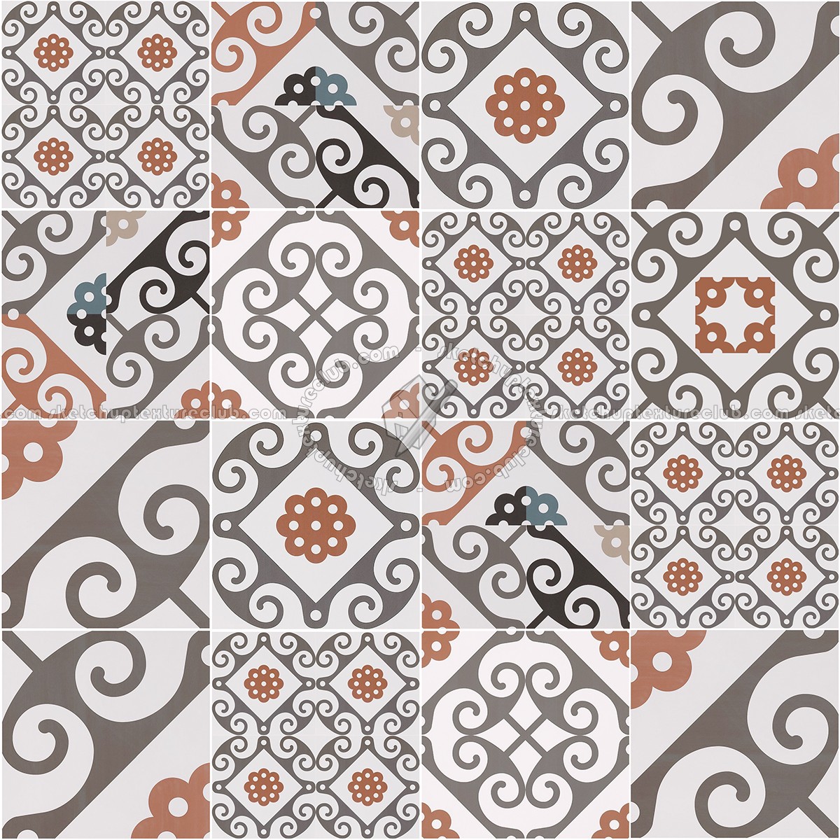 Textures   -   ARCHITECTURE   -   TILES INTERIOR   -   Ornate tiles   -   Patchwork  - Patchwork tile texture seamless 16614 (seamless)