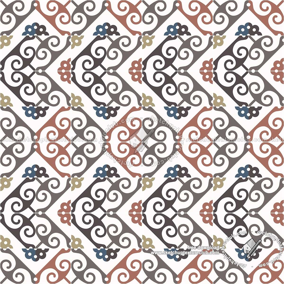 Textures   -   ARCHITECTURE   -   TILES INTERIOR   -   Ornate tiles   -   Mixed patterns  - Ceramic ornate tile texture seamless 20269 (seamless)