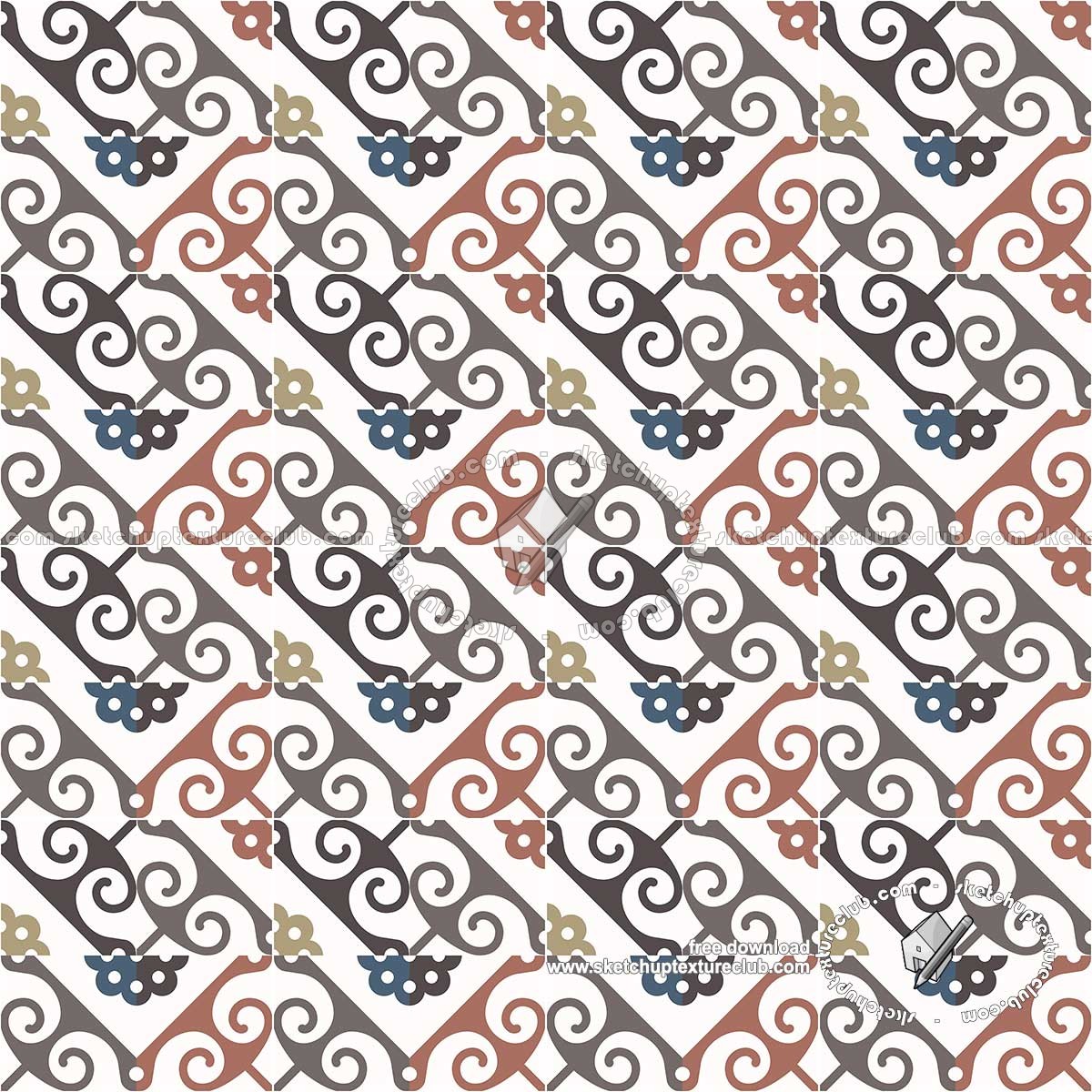 Textures   -   ARCHITECTURE   -   TILES INTERIOR   -   Ornate tiles   -   Mixed patterns  - Ceramic ornate tile texture seamless 20271 (seamless)