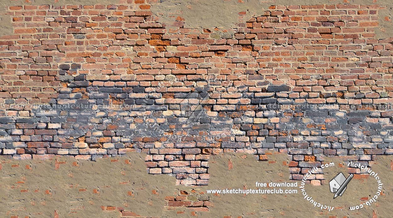 Textures   -   ARCHITECTURE   -   BRICKS   -   Damaged bricks  - Old damaged bricks texture seamless 18108 (seamless)