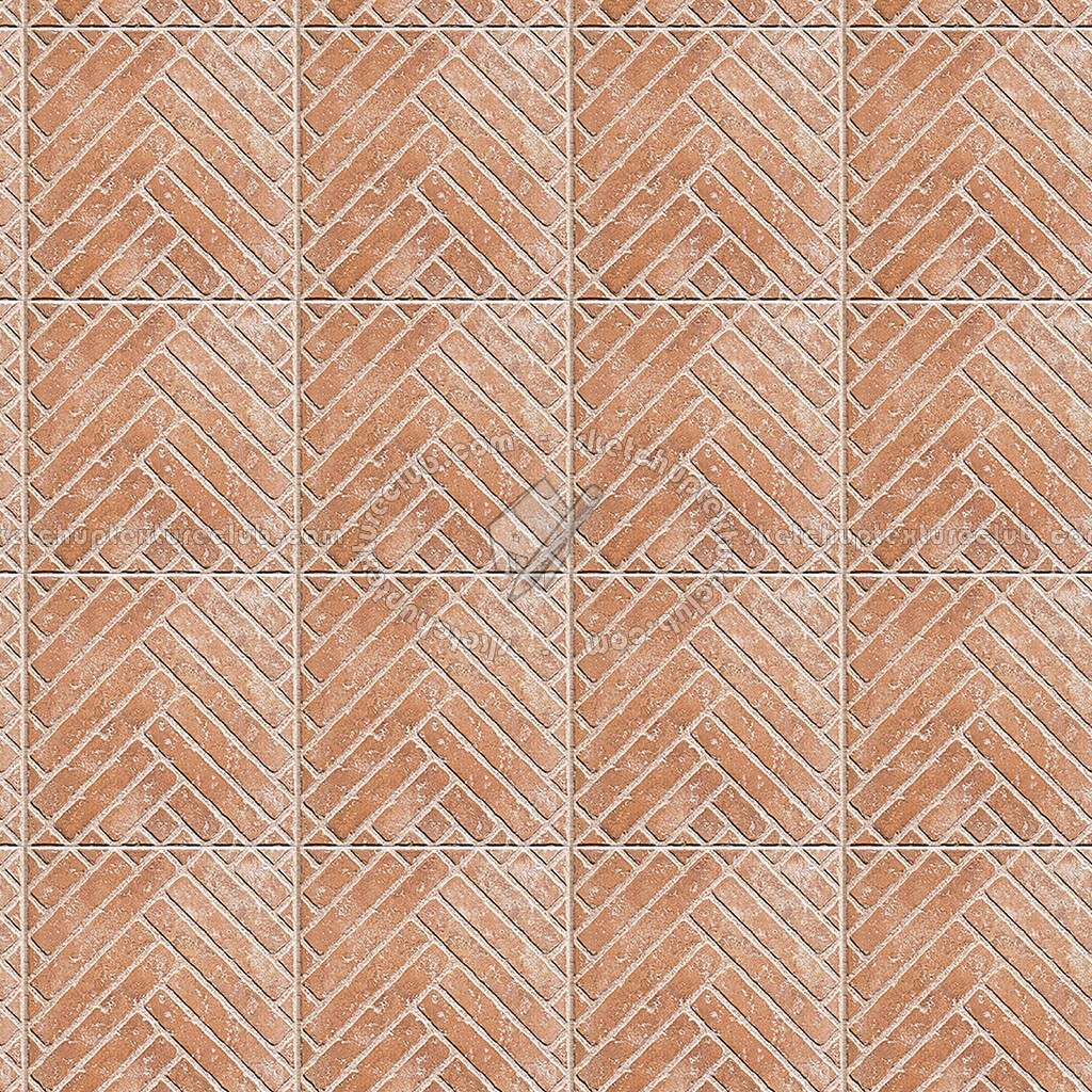 Textures   -   ARCHITECTURE   -   PAVING OUTDOOR   -   Terracotta   -   Herringbone  - Cotto paving herringbone outdoor texture seamless 06779 (seamless)