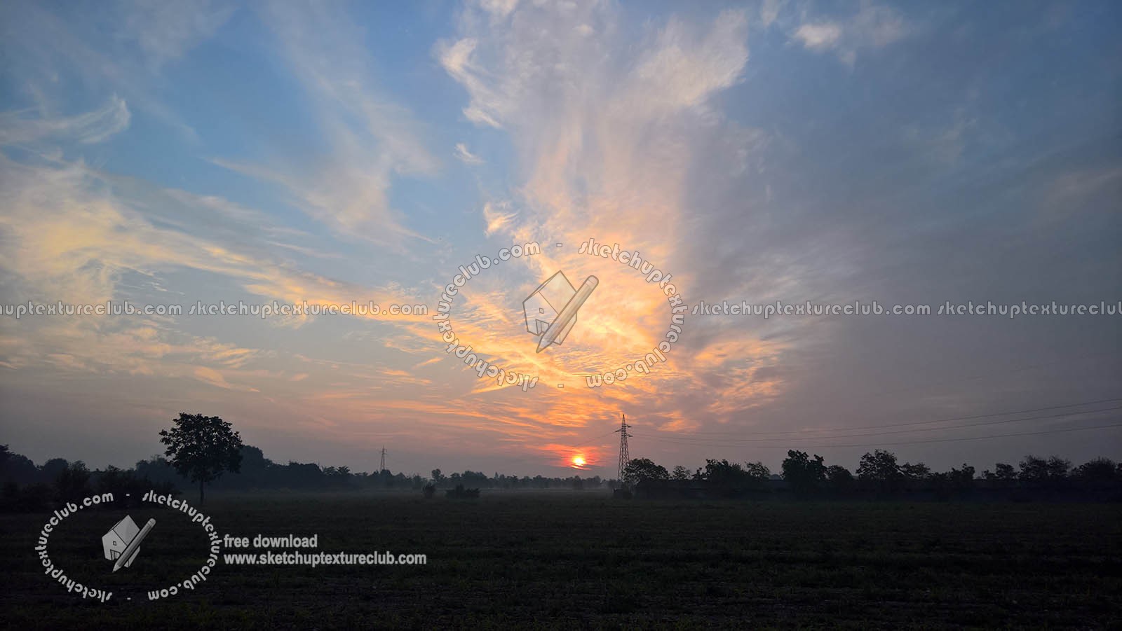 Textures   -   BACKGROUNDS & LANDSCAPES   -   SUNRISES & SUNSETS  - Sunrise with countryside background 18537