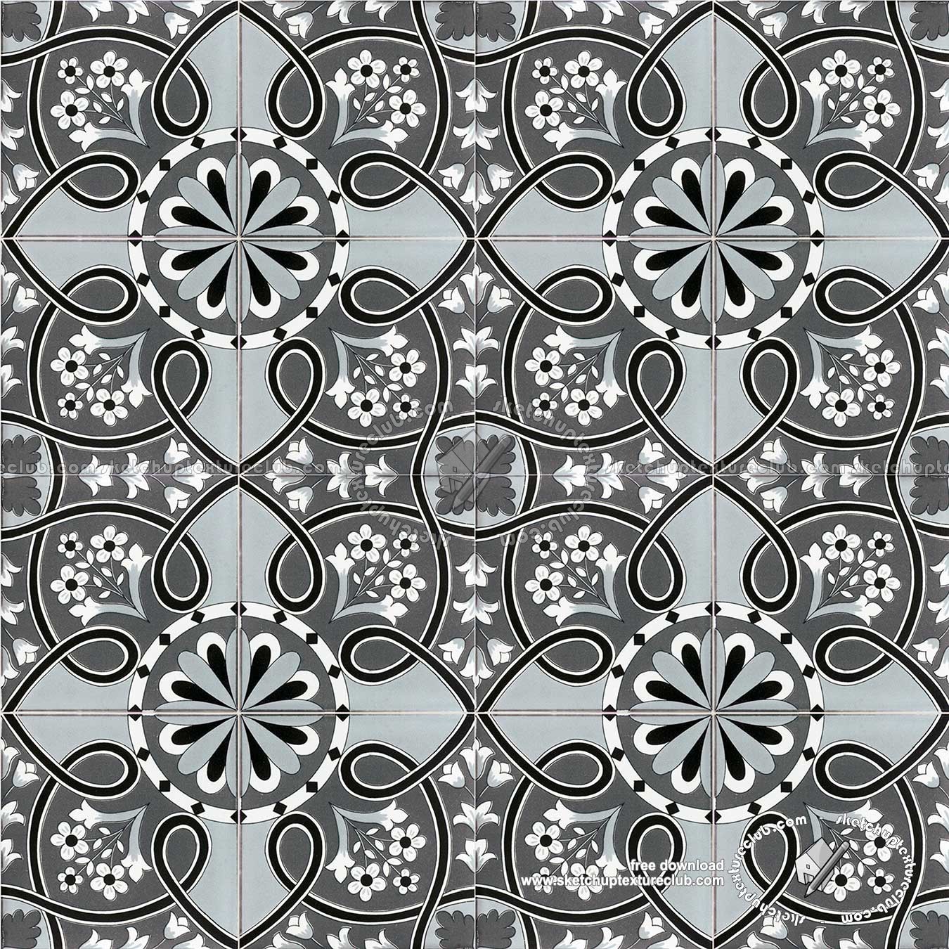 Textures   -   ARCHITECTURE   -   TILES INTERIOR   -   Ornate tiles   -   Mixed patterns  - Ceramic ornate tile texture seamless 20283 (seamless)