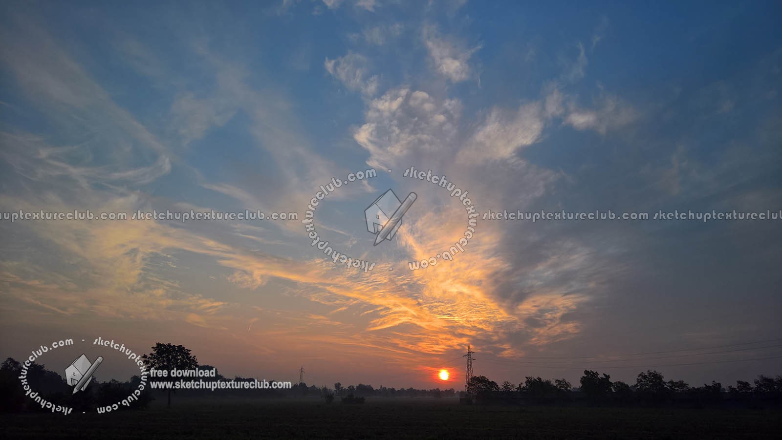 Textures   -   BACKGROUNDS & LANDSCAPES   -   SUNRISES & SUNSETS  - Sunrise with countryside background 18538