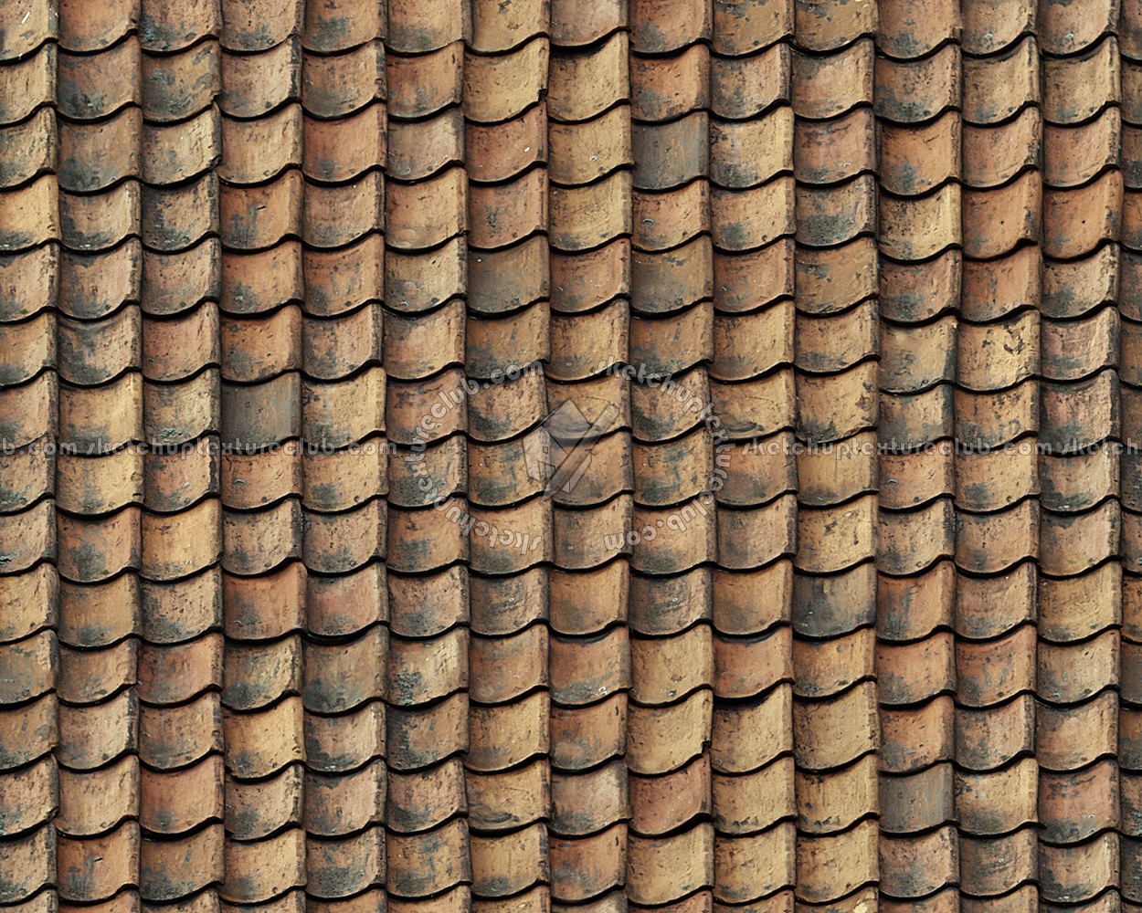 Textures   -   ARCHITECTURE   -   ROOFINGS   -   Clay roofs  - Dirty clay roofing texture seamless 03398 (seamless)