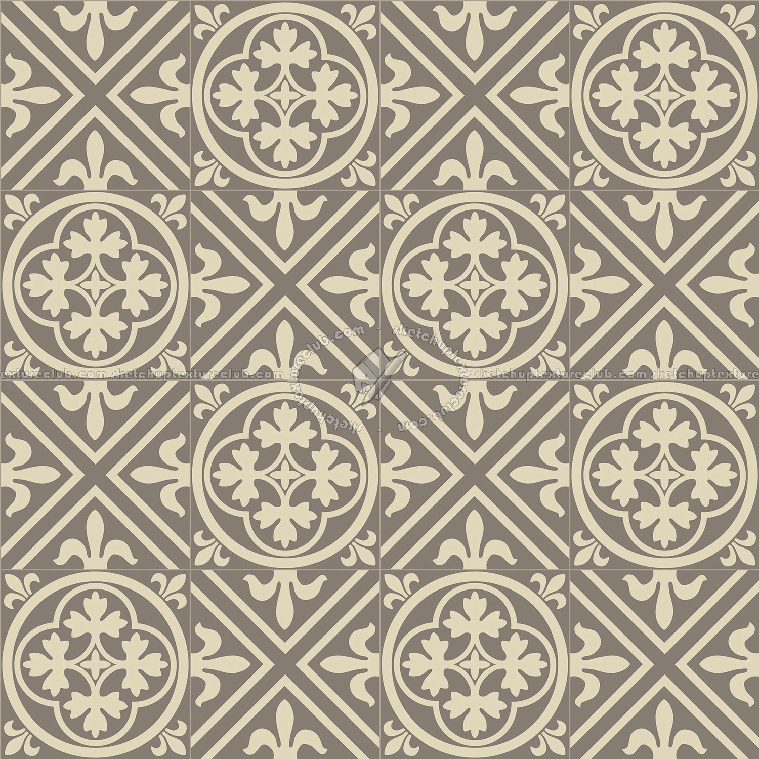 Textures   -   ARCHITECTURE   -   TILES INTERIOR   -   Cement - Encaustic   -   Victorian  - Victorian cement floor tile texture seamless 13728 (seamless)