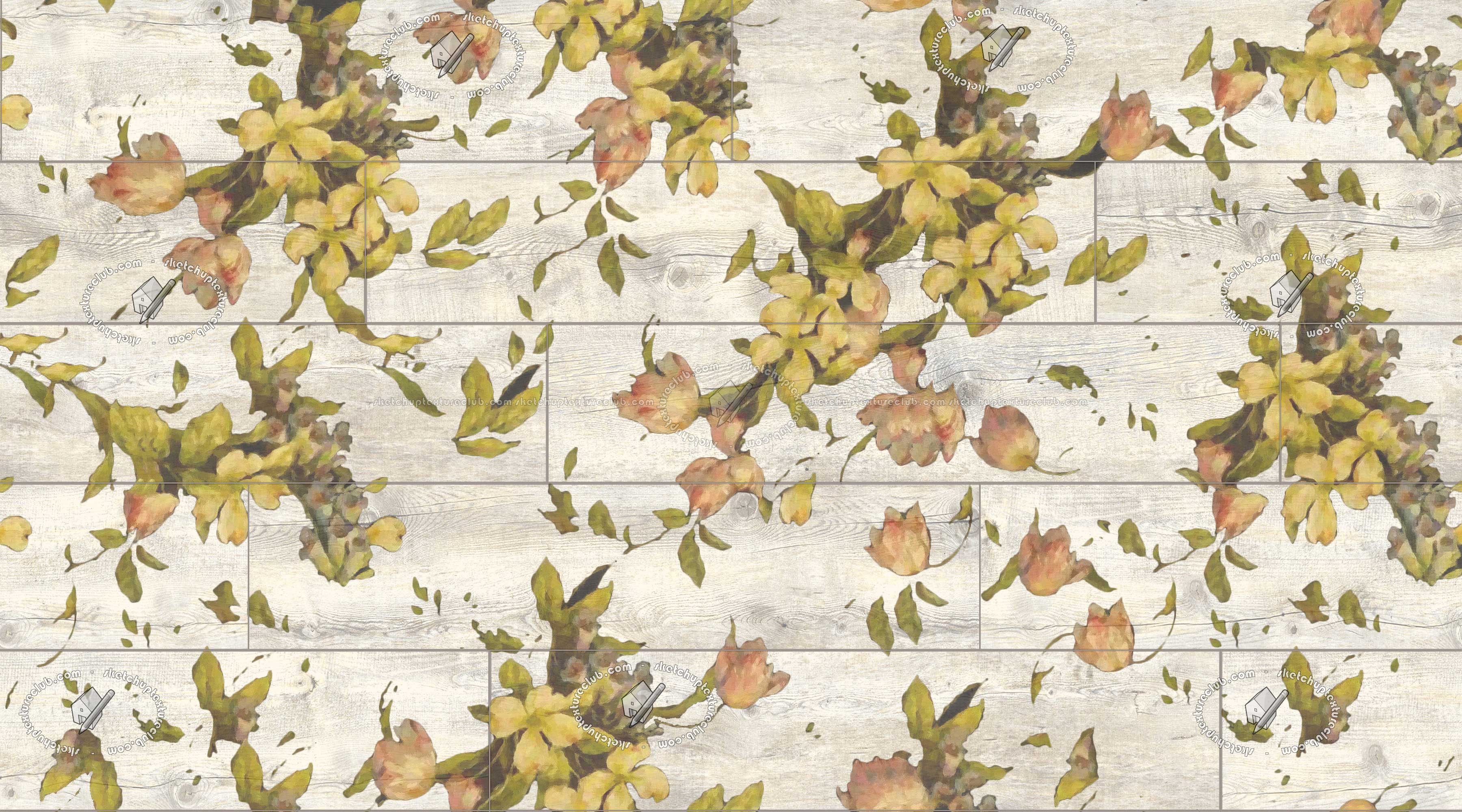 Textures   -   ARCHITECTURE   -   WOOD FLOORS   -   Decorated  - White decorated floreal parquet texture seamless 20580 (seamless)