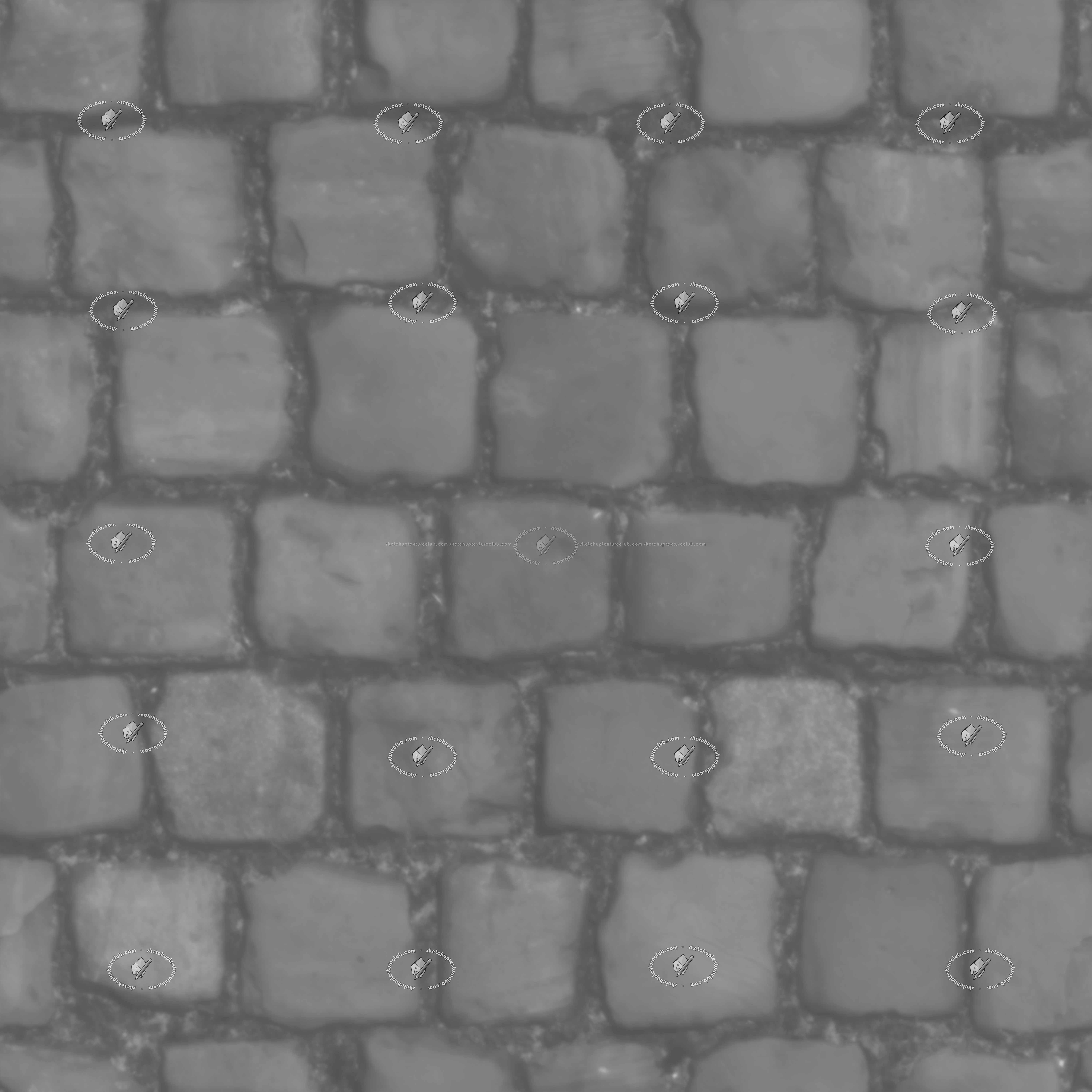 Textures   -   ARCHITECTURE   -   ROADS   -   Paving streets   -   Cobblestone  - Street paving cobblestone texture seamless 21265 - Displacement
