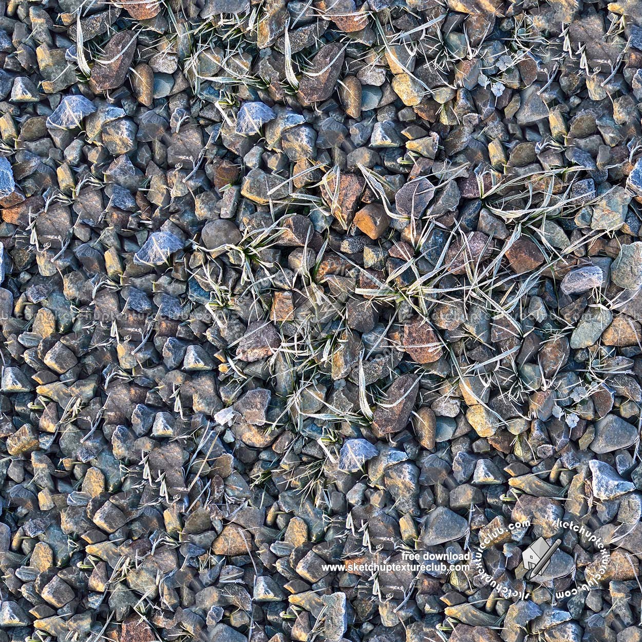 Textures   -   NATURE ELEMENTS   -   GRAVEL & PEBBLES  - Pebbles and icy grass texture seamless 20190 (seamless)
