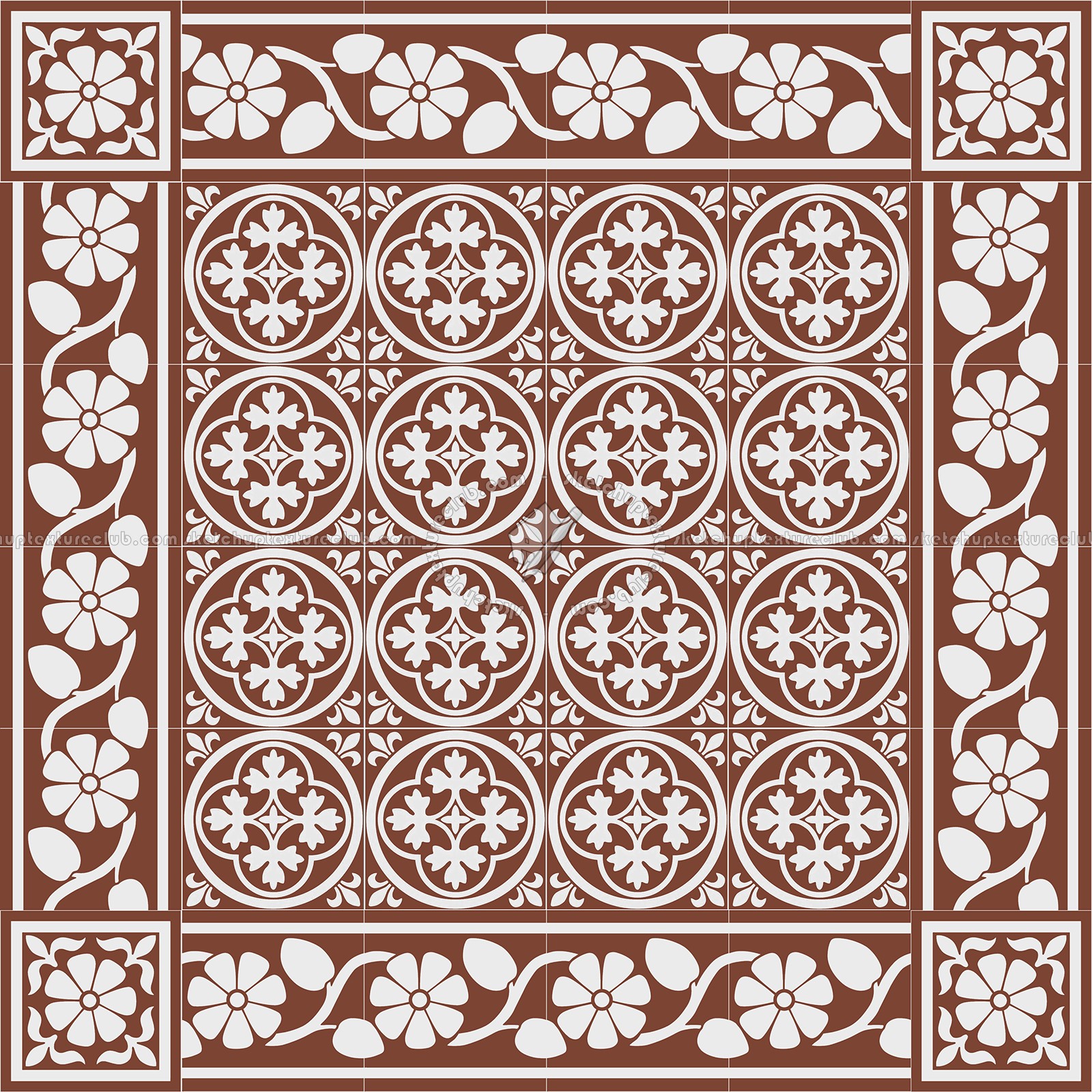 Textures   -   ARCHITECTURE   -   TILES INTERIOR   -   Cement - Encaustic   -   Victorian  - Victorian cement floor tile texture seamless 13807 (seamless)