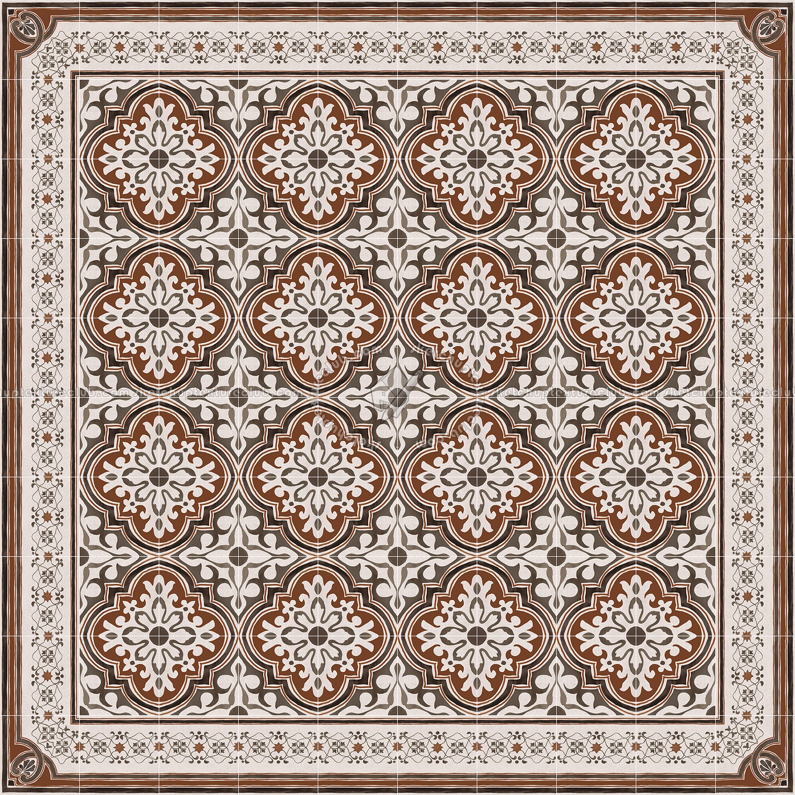 Textures   -   ARCHITECTURE   -   TILES INTERIOR   -   Cement - Encaustic   -   Encaustic  - Traditional encaustic cement ornate tile texture seamless 13593 (seamless)