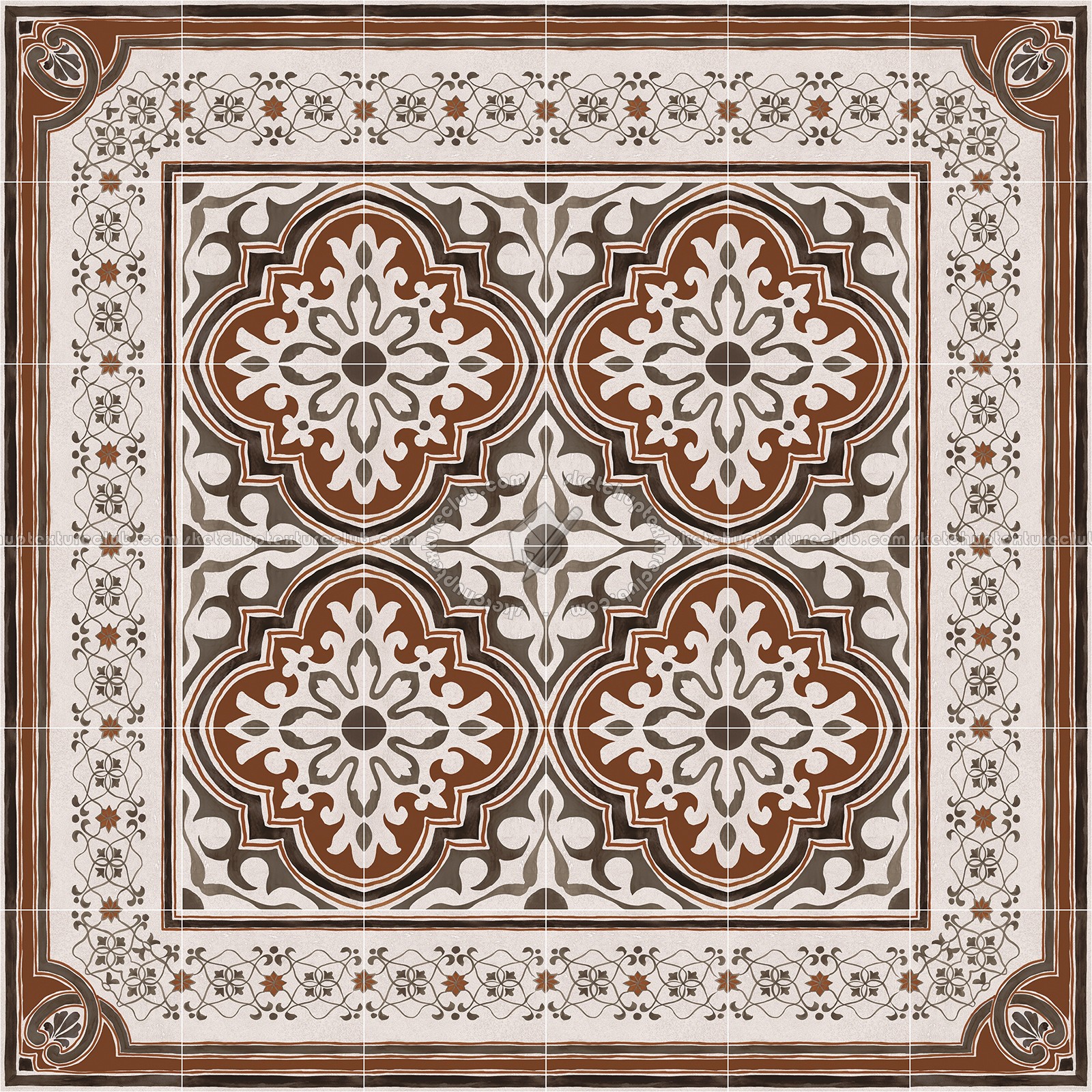 Textures   -   ARCHITECTURE   -   TILES INTERIOR   -   Cement - Encaustic   -   Encaustic  - Traditional encaustic cement ornate tile texture seamless 13596 (seamless)