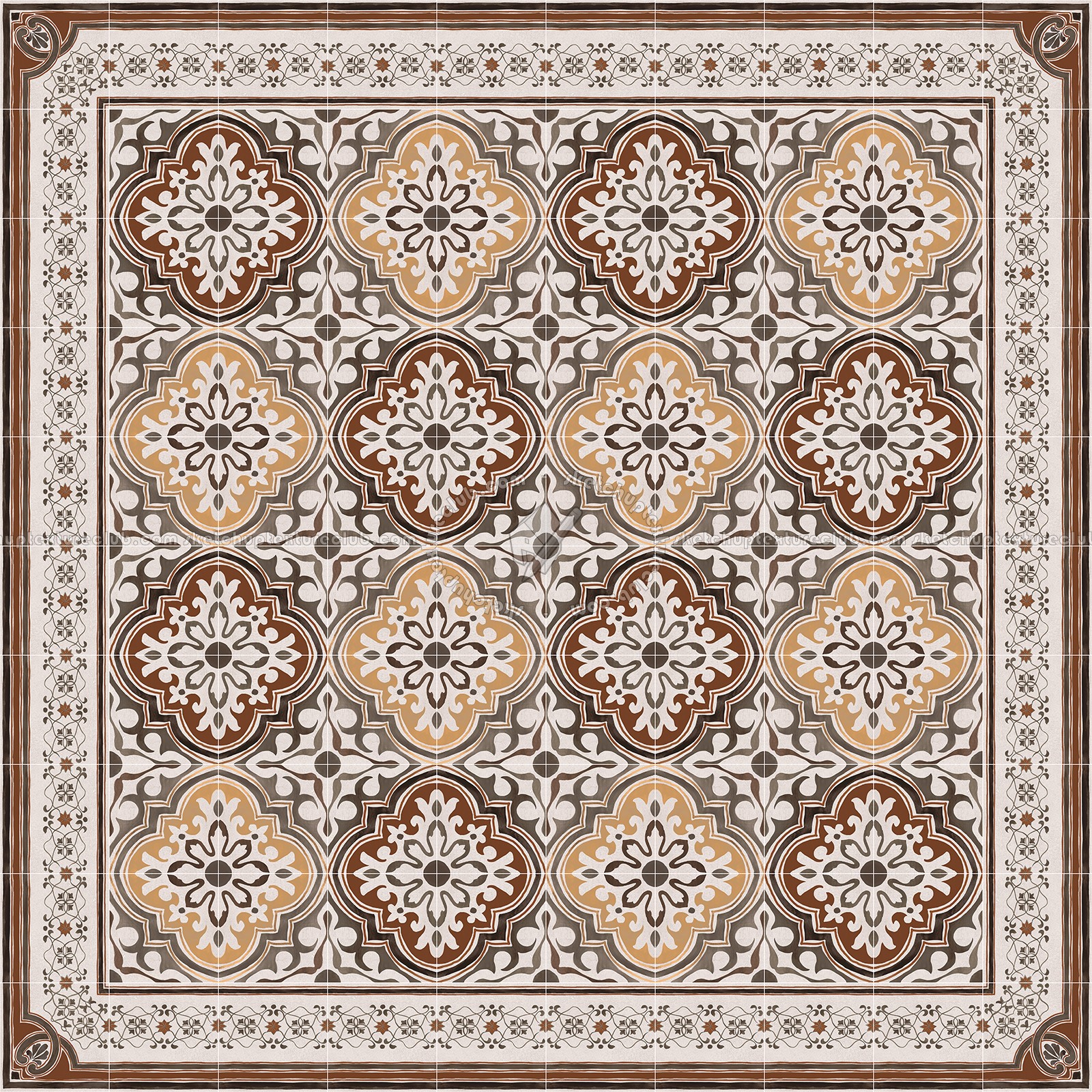 Textures   -   ARCHITECTURE   -   TILES INTERIOR   -   Cement - Encaustic   -   Encaustic  - Traditional encaustic cement ornate tile texture seamless 13597 (seamless)