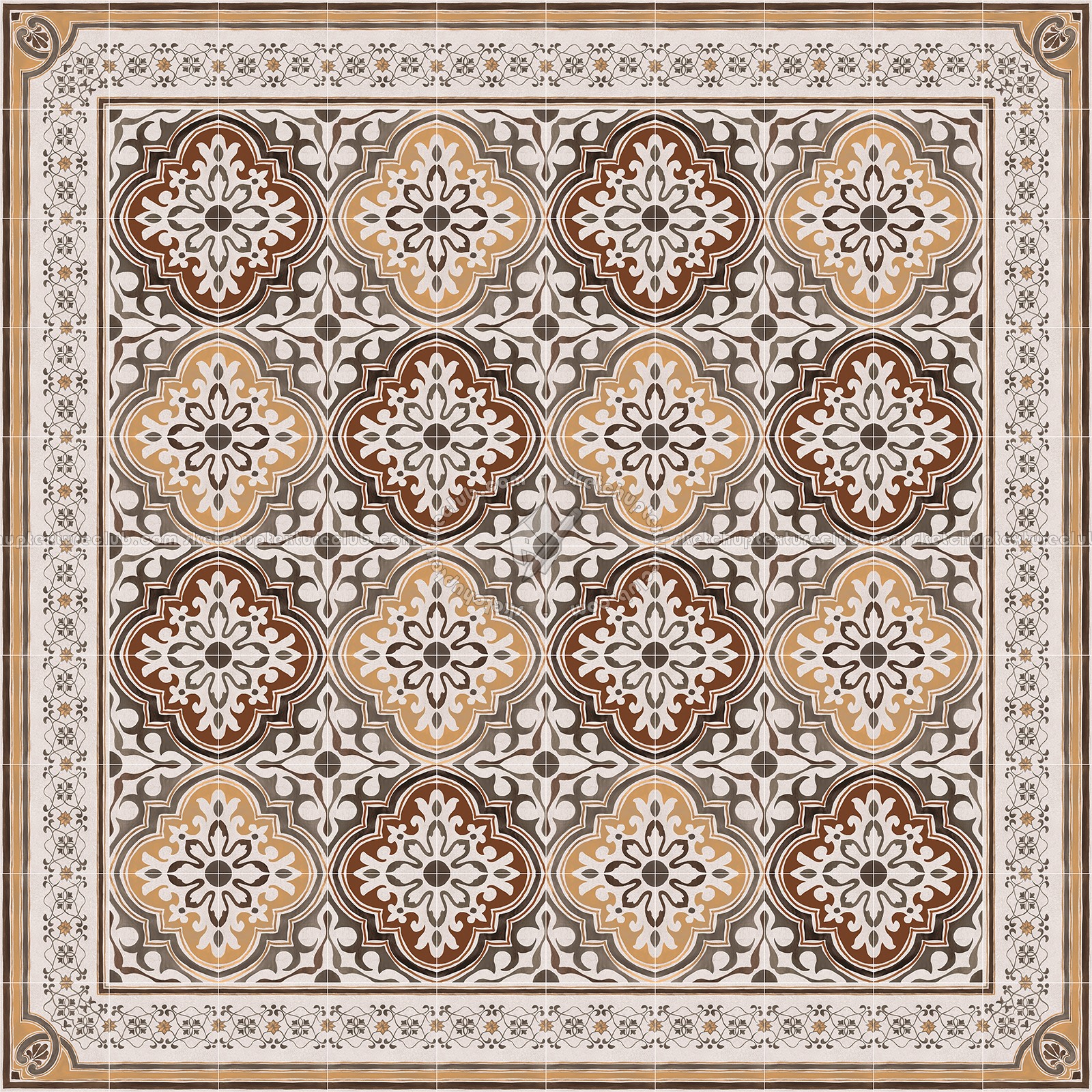 Textures   -   ARCHITECTURE   -   TILES INTERIOR   -   Cement - Encaustic   -   Encaustic  - Traditional encaustic cement ornate tile texture seamless 13598 (seamless)