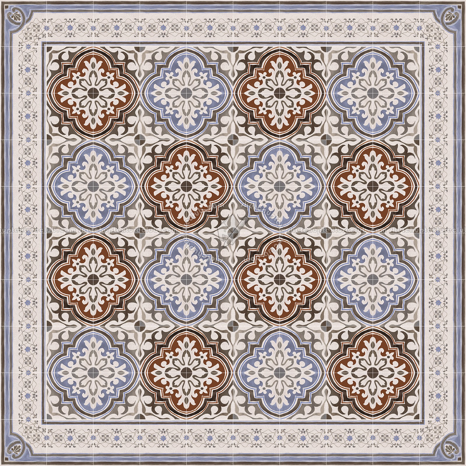 Textures   -   ARCHITECTURE   -   TILES INTERIOR   -   Cement - Encaustic   -   Encaustic  - Traditional encaustic cement ornate tile texture seamless 13600 (seamless)