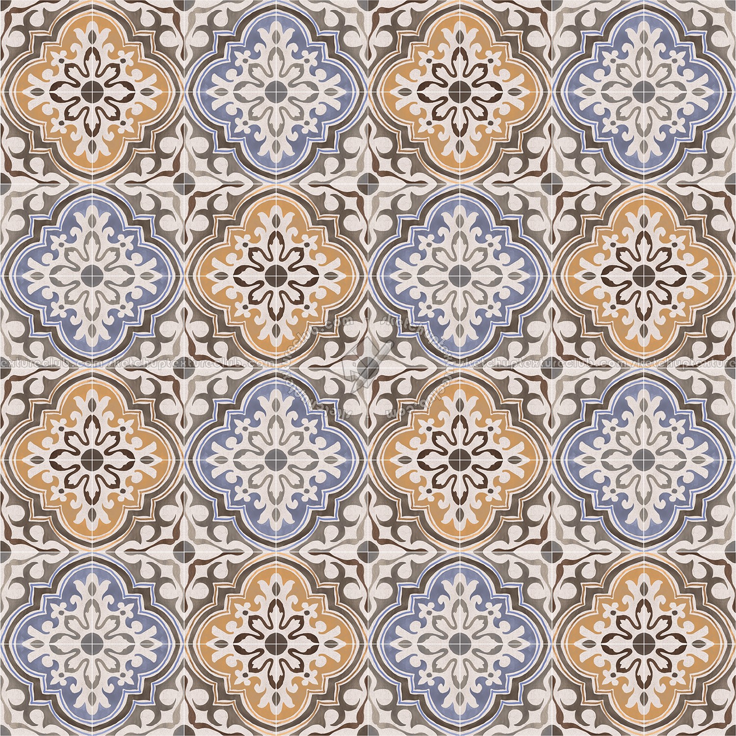 Textures   -   ARCHITECTURE   -   TILES INTERIOR   -   Cement - Encaustic   -   Encaustic  - Traditional encaustic cement ornate tile texture seamless 13603 (seamless)