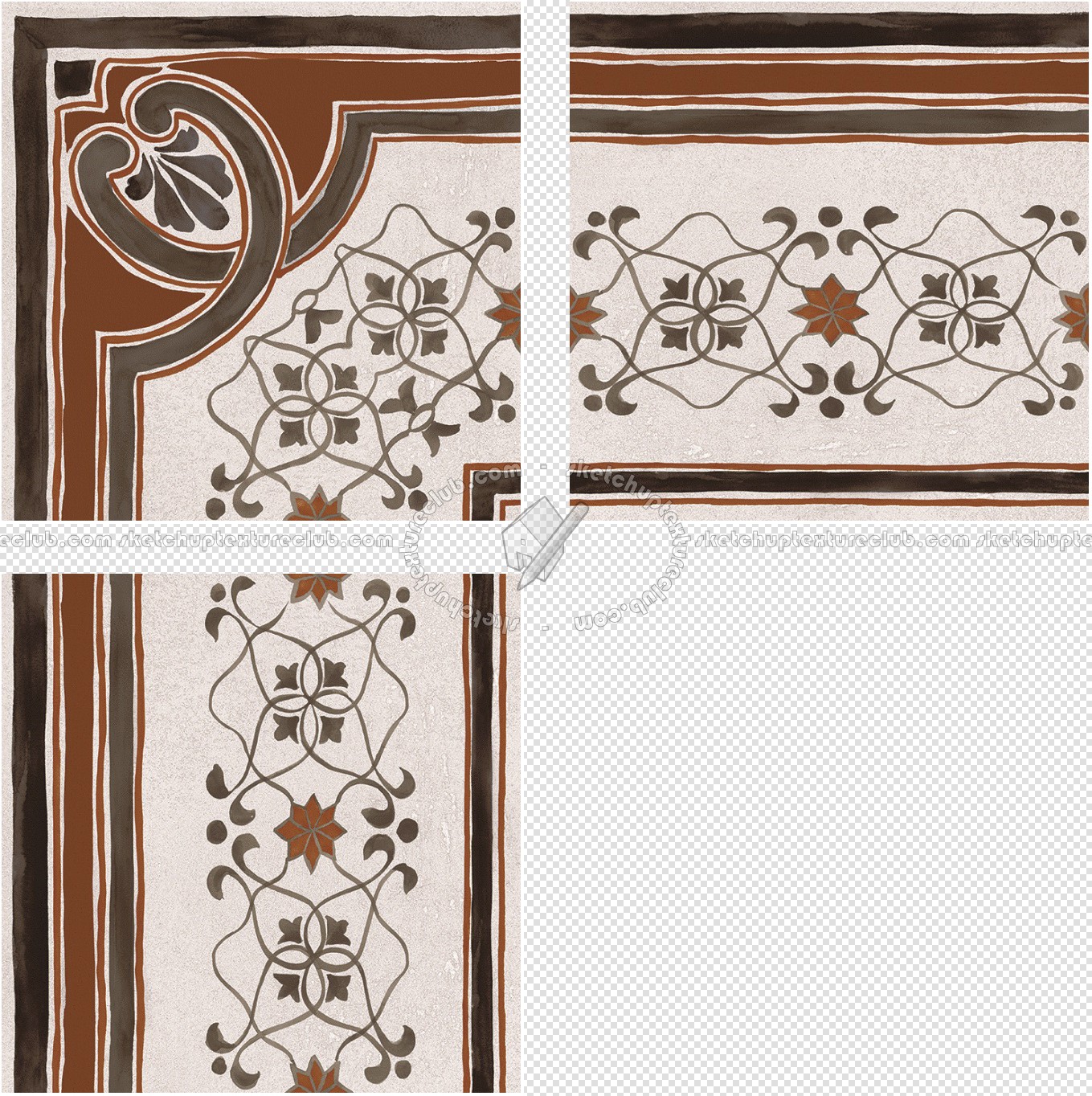 Textures   -   ARCHITECTURE   -   TILES INTERIOR   -   Cement - Encaustic   -   Encaustic  - Border traditional encaustic cement ornate tile texture seamless 13606 (seamless)