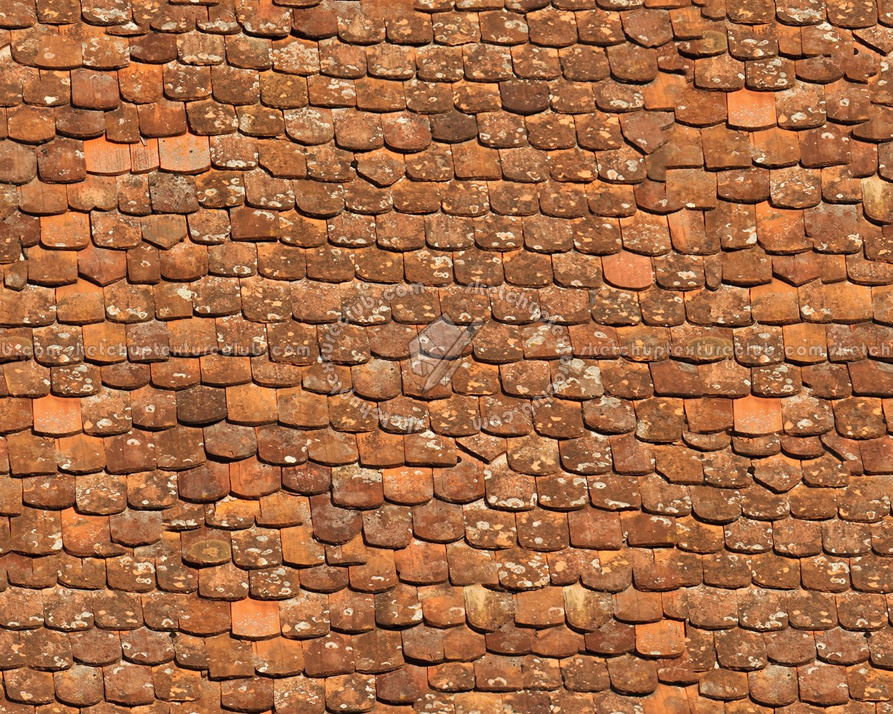 Textures   -   ARCHITECTURE   -   ROOFINGS   -   Clay roofs  - Damaged shingle clay roof tile texture seamless 03513 (seamless)
