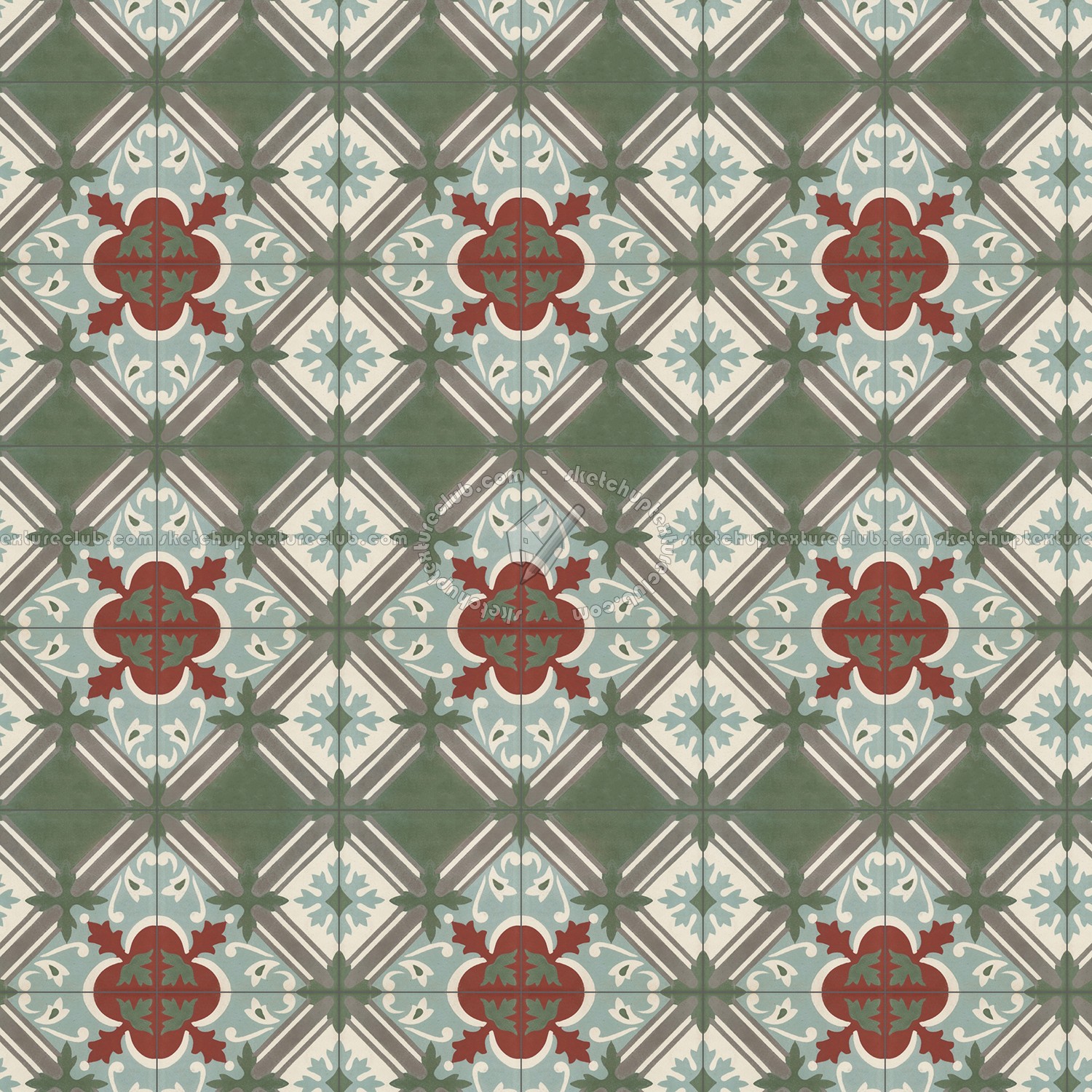Textures   -   ARCHITECTURE   -   TILES INTERIOR   -   Cement - Encaustic   -   Encaustic  - Traditional encaustic cement ornate tile texture seamless 13620 (seamless)