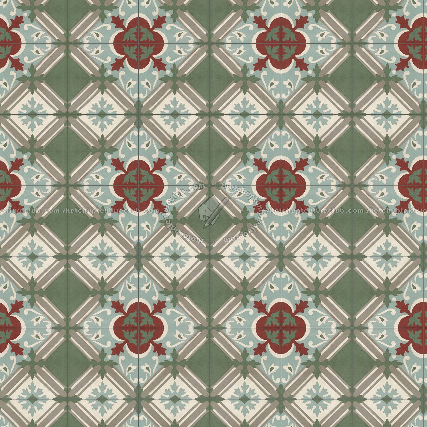 Textures   -   ARCHITECTURE   -   TILES INTERIOR   -   Cement - Encaustic   -   Encaustic  - Traditional encaustic cement ornate tile texture seamless 13621 (seamless)