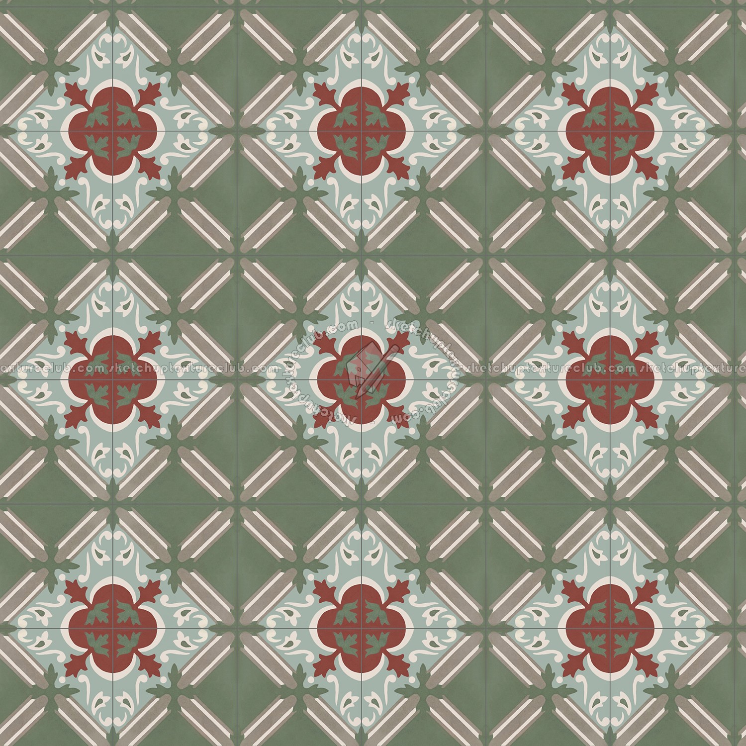 Textures   -   ARCHITECTURE   -   TILES INTERIOR   -   Cement - Encaustic   -   Encaustic  - Traditional encaustic cement ornate tile texture seamless 13622 (seamless)