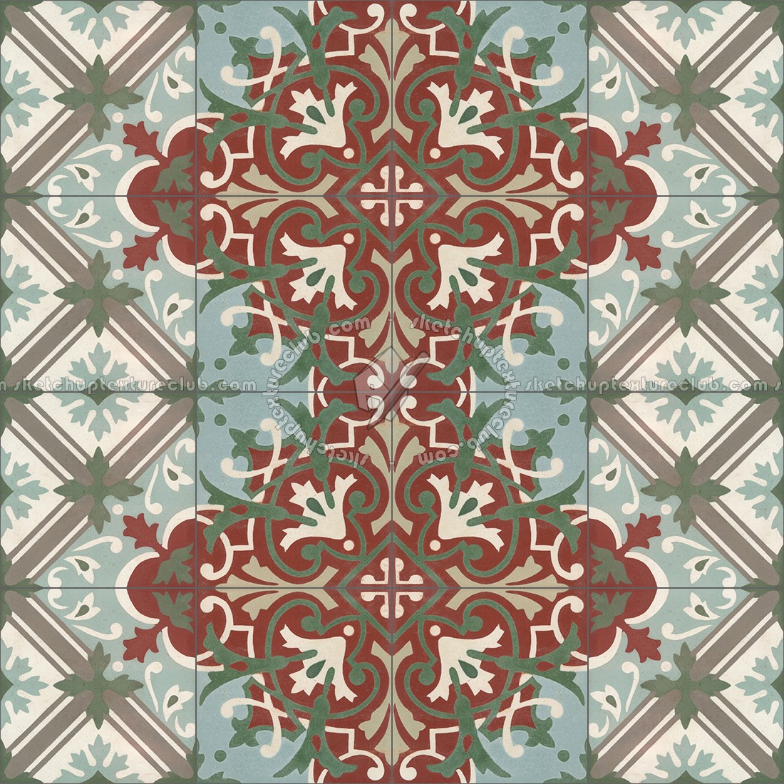 Textures   -   ARCHITECTURE   -   TILES INTERIOR   -   Cement - Encaustic   -   Encaustic  - Traditional encaustic cement ornate tile texture seamless 13623 (seamless)