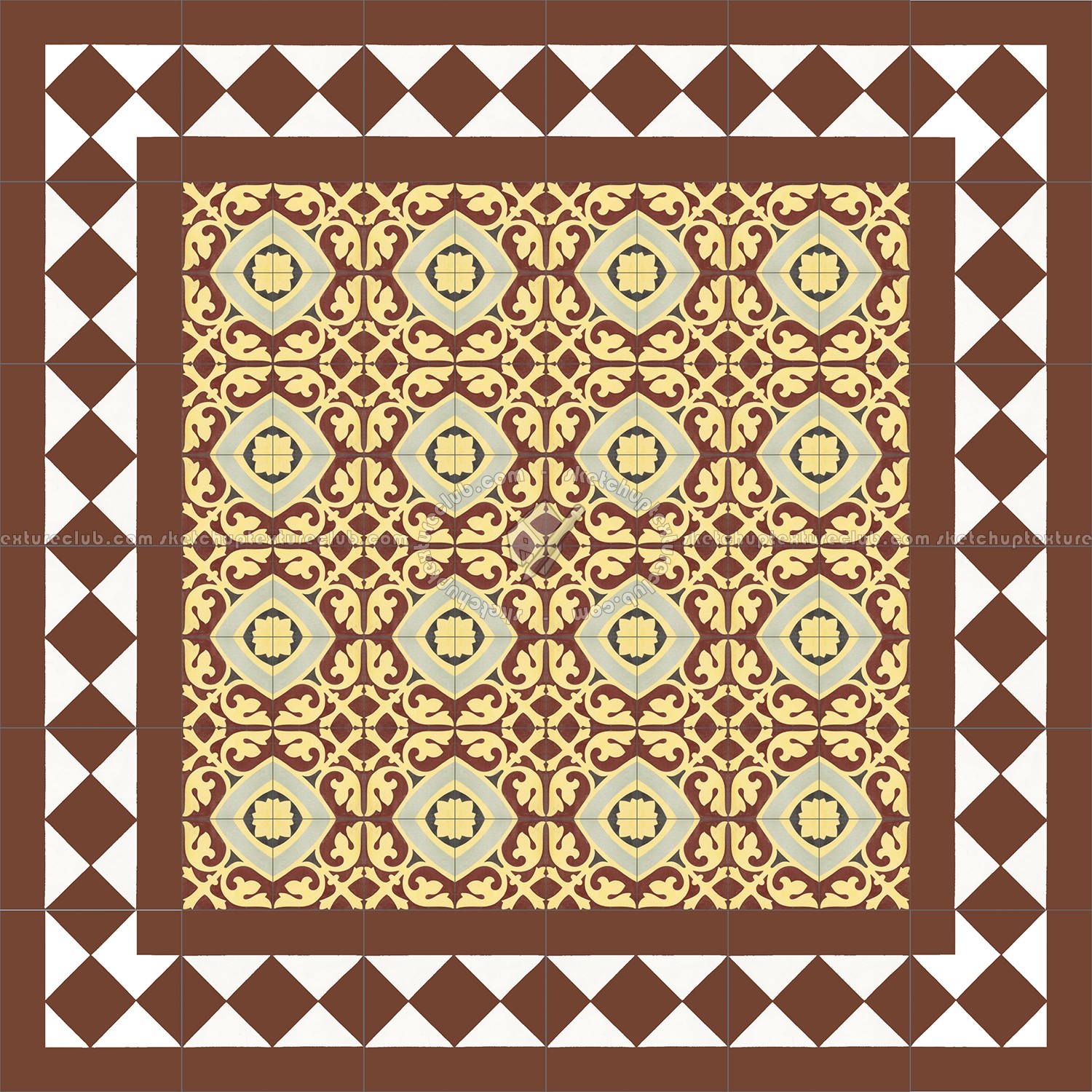 Textures   -   ARCHITECTURE   -   TILES INTERIOR   -   Cement - Encaustic   -   Encaustic  - Traditional encaustic cement ornate tile texture seamless 13631 (seamless)
