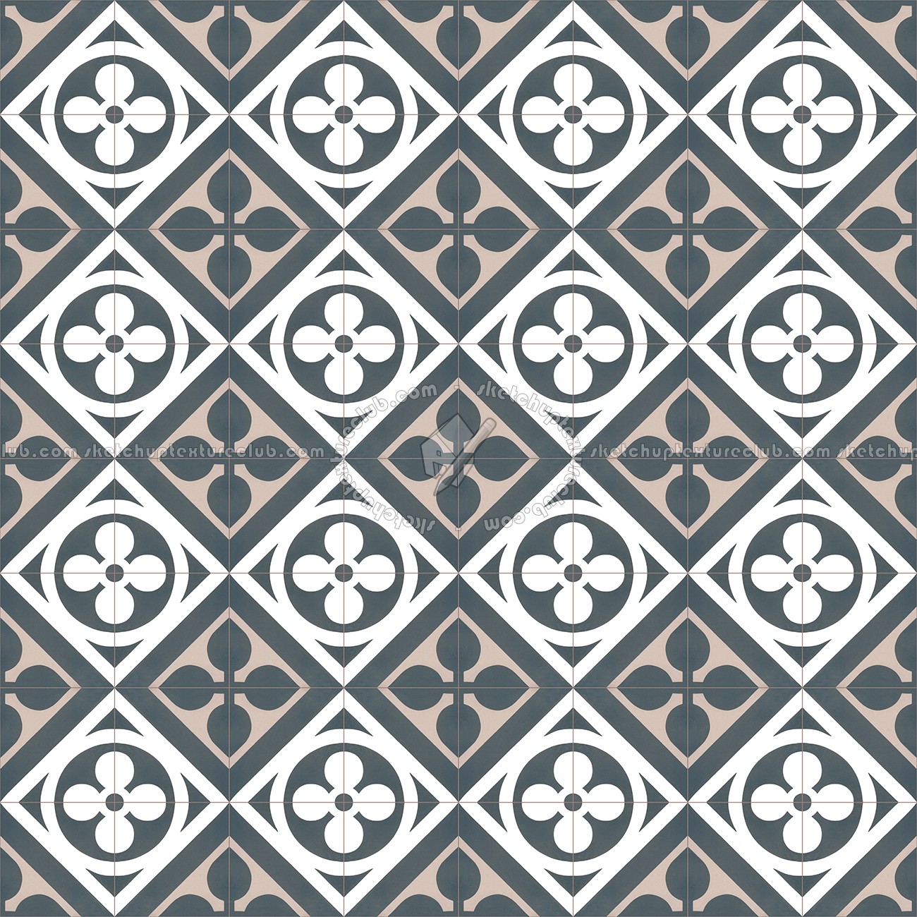 Textures   -   ARCHITECTURE   -   TILES INTERIOR   -   Cement - Encaustic   -   Victorian  - Victorian cement floor tile texture seamless 13877 (seamless)