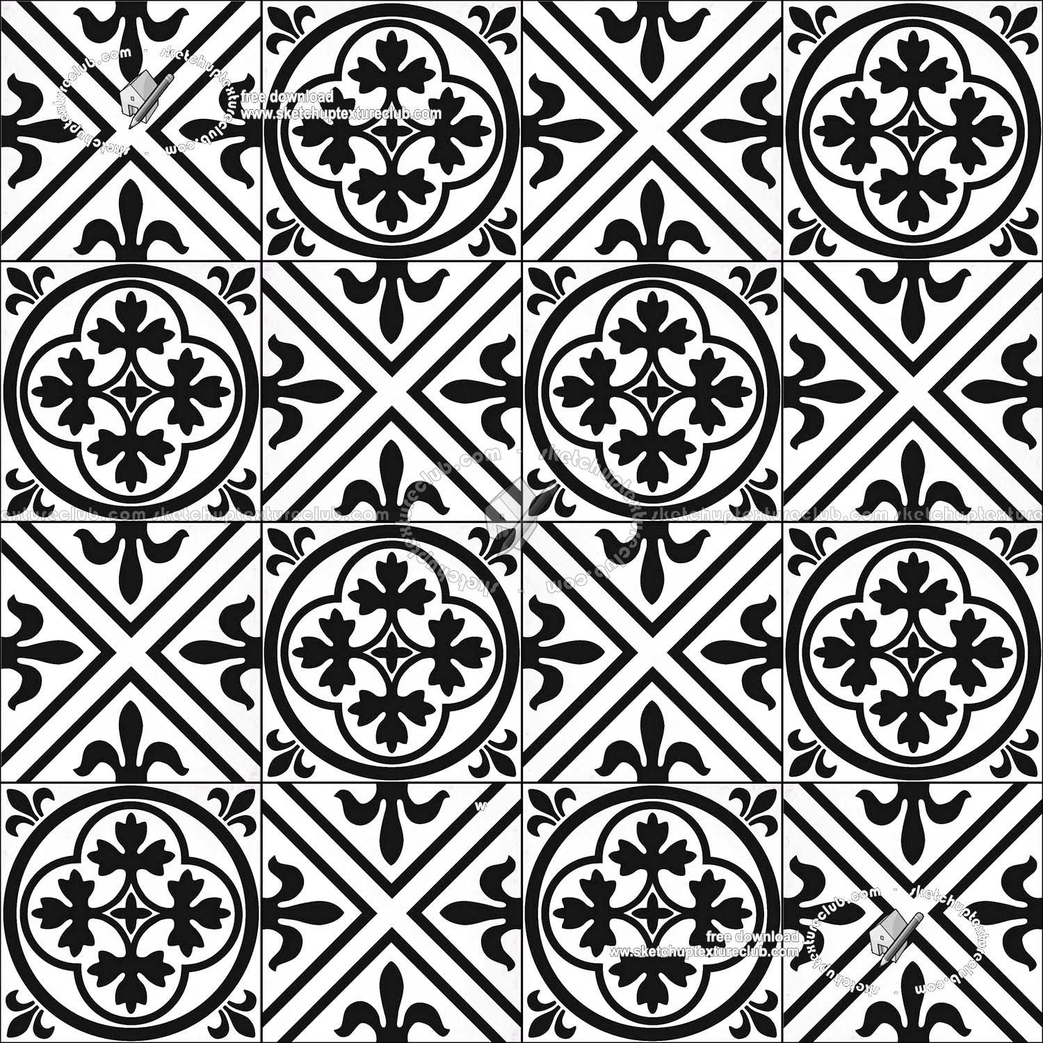 Textures   -   ARCHITECTURE   -   TILES INTERIOR   -   Cement - Encaustic   -   Victorian  - Victorian cement floor tile texture seamless 19307 (seamless)