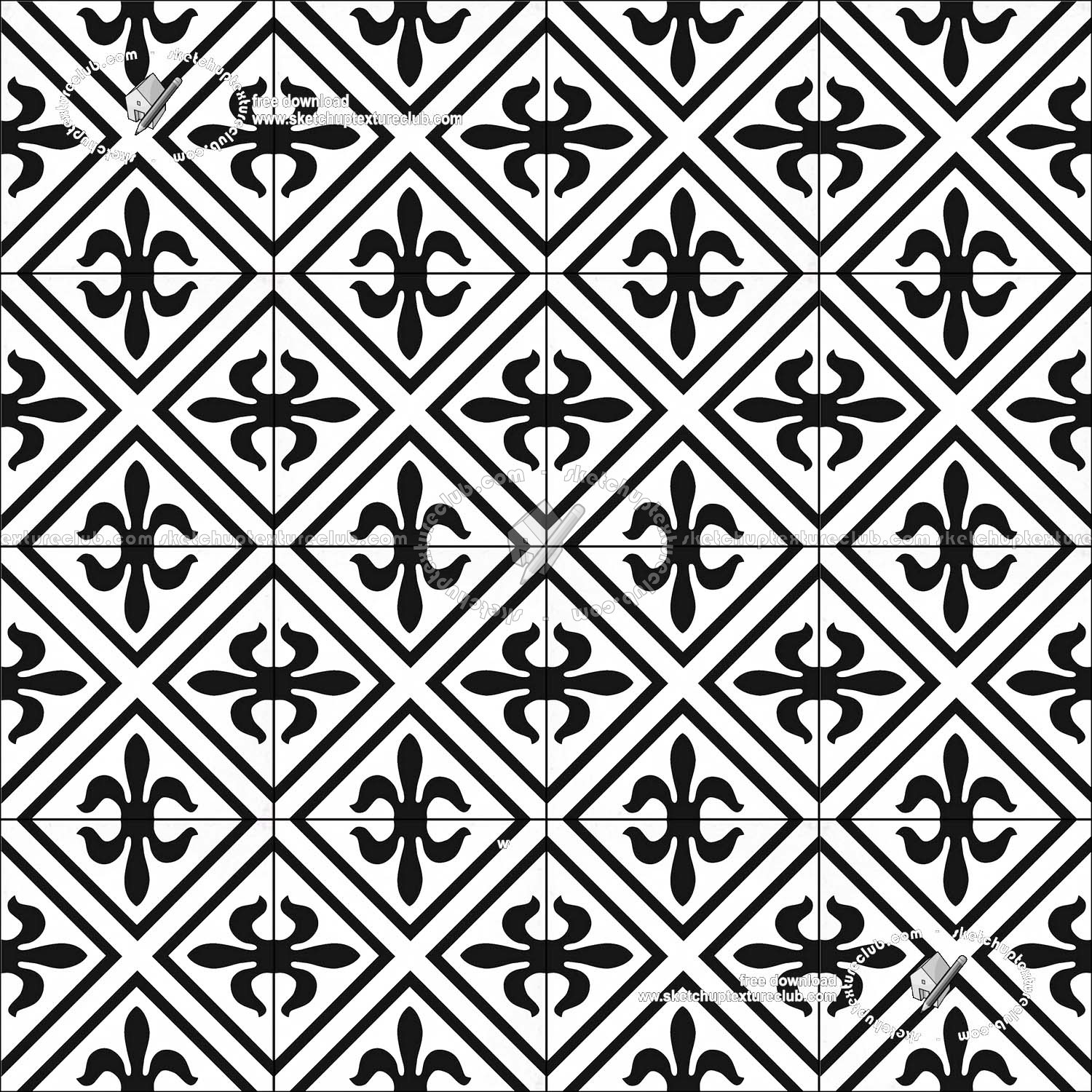 Textures   -   ARCHITECTURE   -   TILES INTERIOR   -   Cement - Encaustic   -   Victorian  - Victorian cement floor tile texture seamless 19309 (seamless)