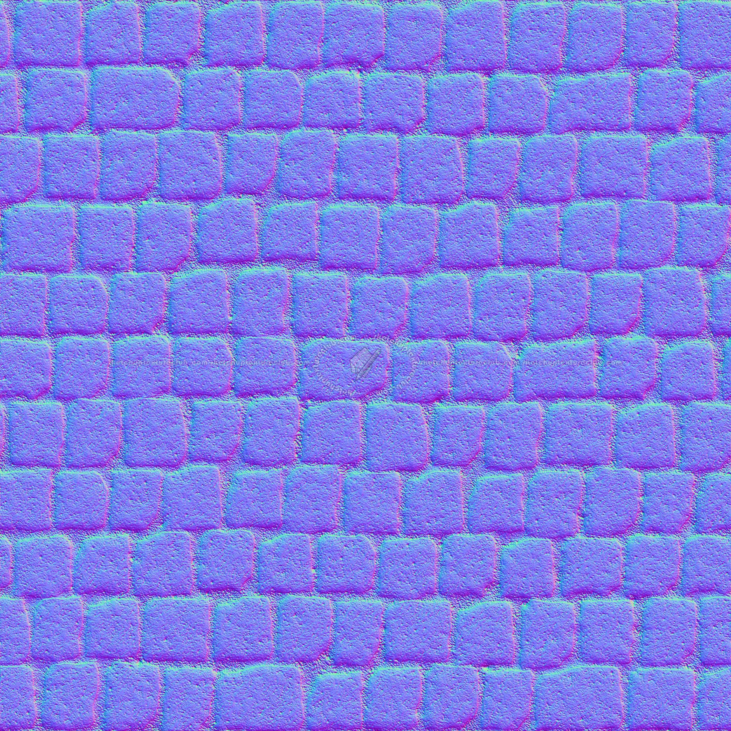 Textures   -   ARCHITECTURE   -   ROADS   -   Paving streets   -   Cobblestone  - Street porfido paving cobblestone texture seamless 07439 - Normal