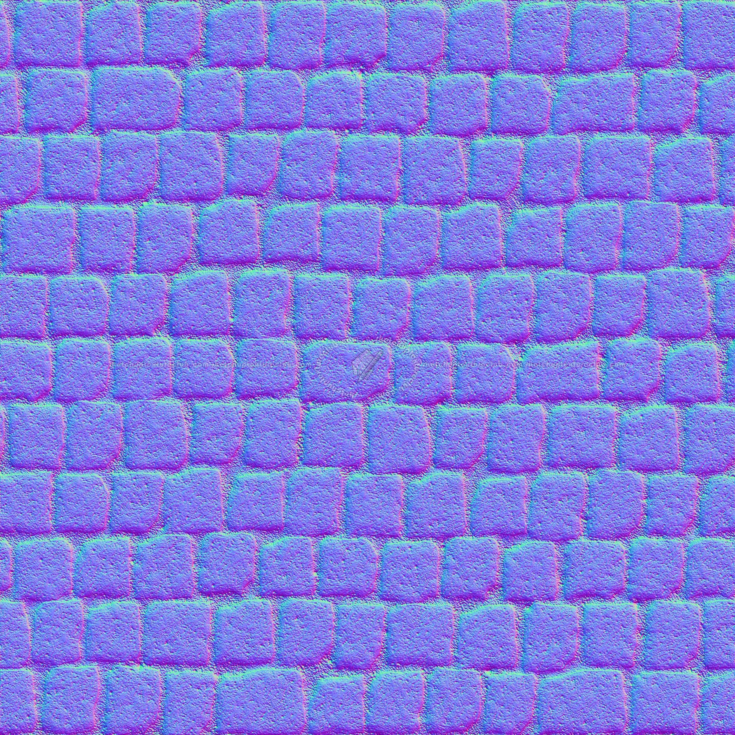 Textures   -   ARCHITECTURE   -   ROADS   -   Paving streets   -   Cobblestone  - Street porfido paving cobblestone texture seamless 07441 - Normal