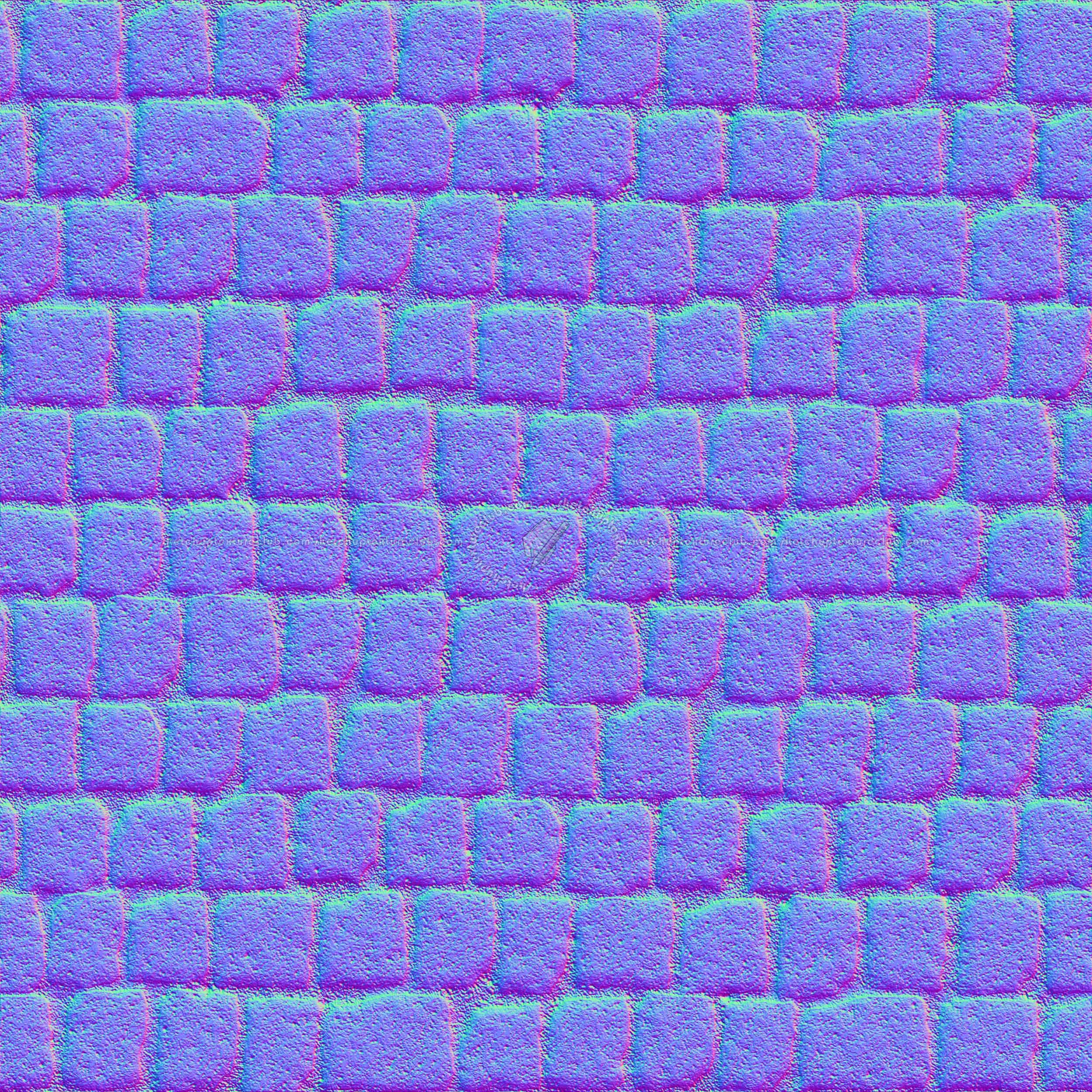 Textures   -   ARCHITECTURE   -   ROADS   -   Paving streets   -   Cobblestone  - Street porfido paving cobblestone texture seamless 07442 - Normal