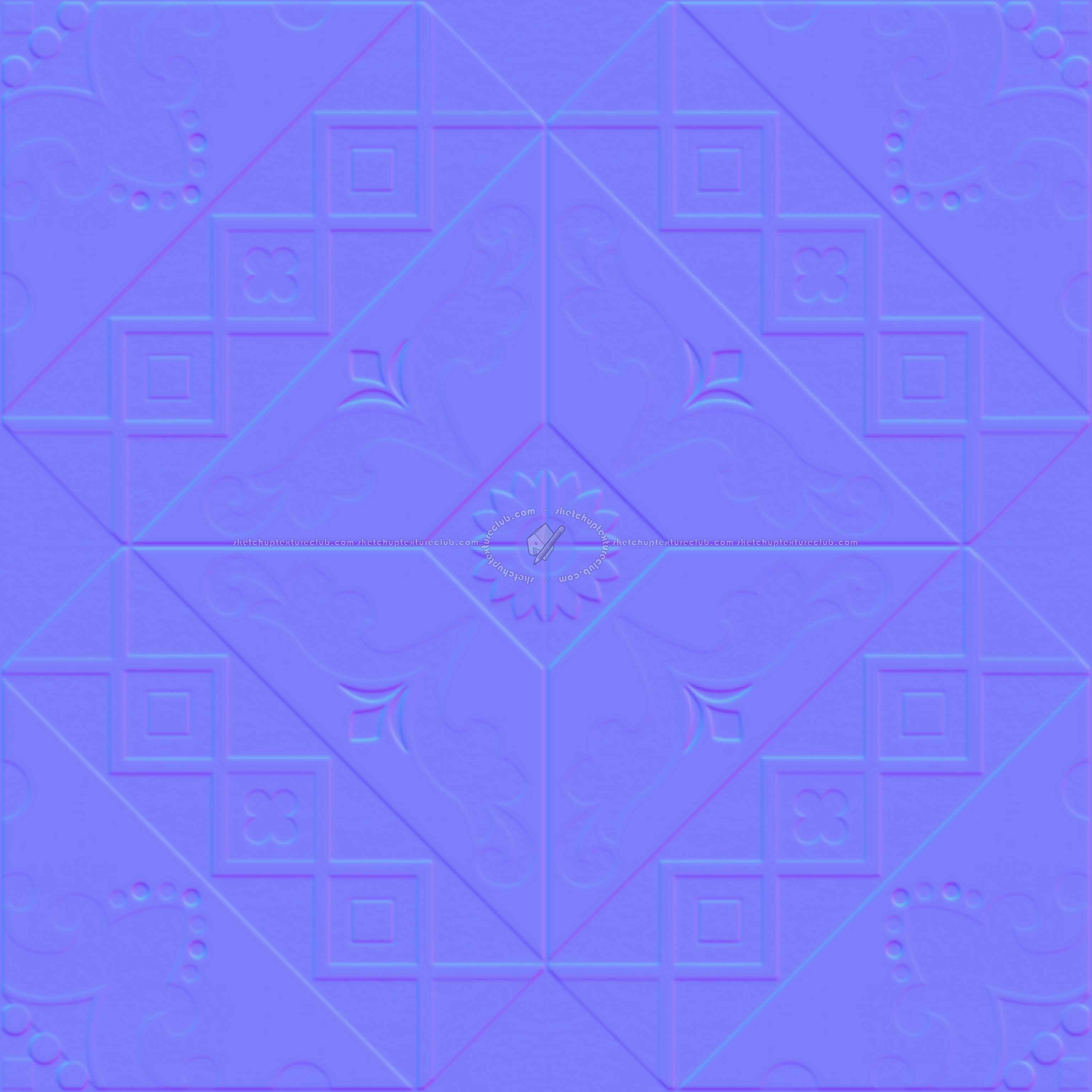 Textures   -   ARCHITECTURE   -   TILES INTERIOR   -   Cement - Encaustic   -   Cement  - cementine tiles Pbr texture seamless 22113 - Normal