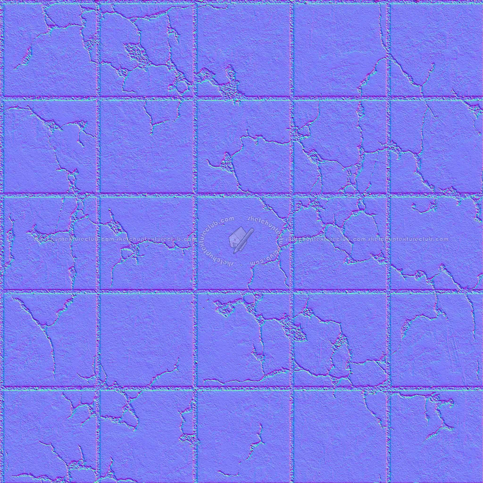 Textures   -   ARCHITECTURE   -   PAVING OUTDOOR   -   Concrete   -   Blocks damaged  - Concrete paving outdoor damaged texture seamless 05492 - Normal