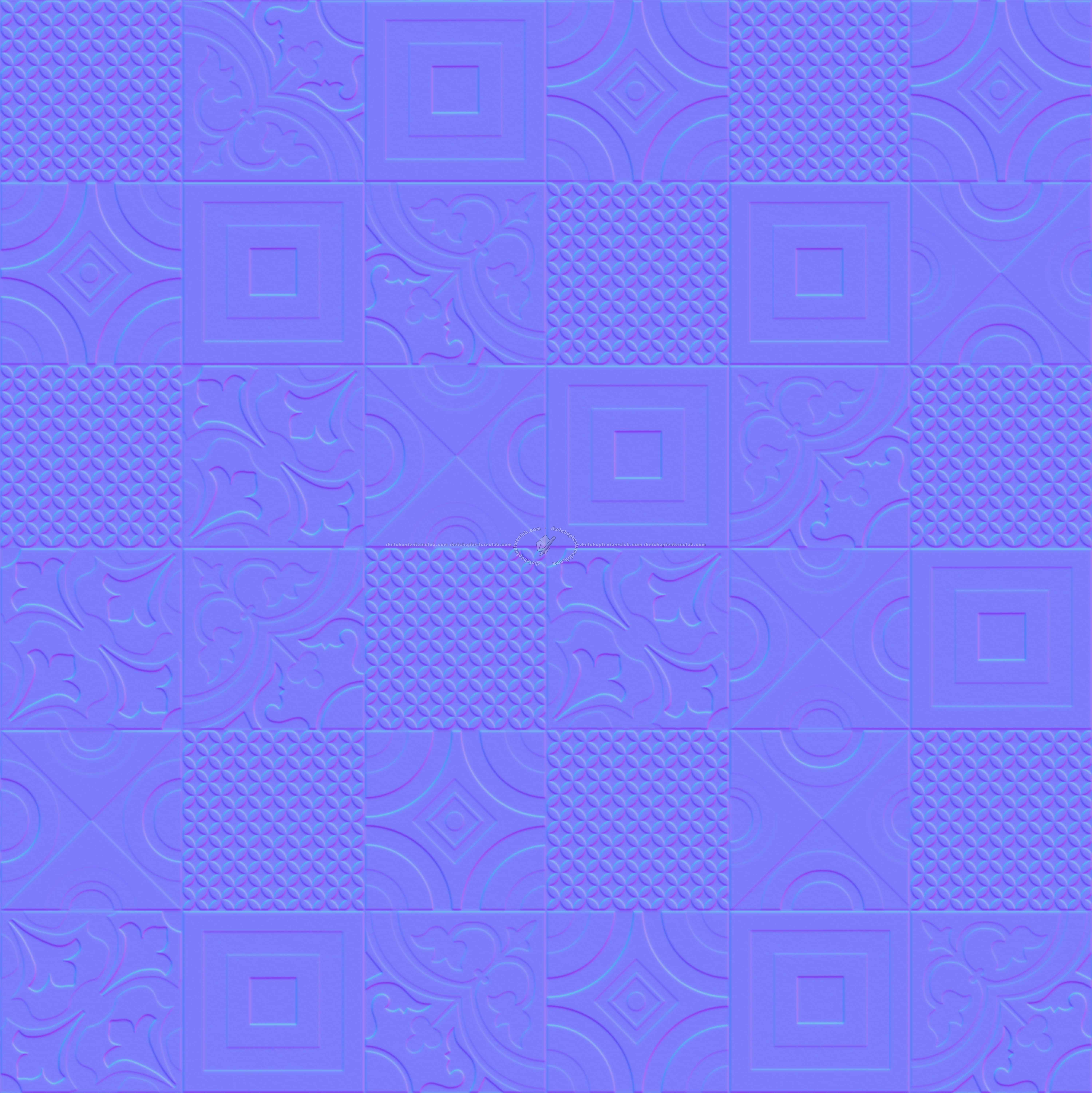 Textures   -   ARCHITECTURE   -   TILES INTERIOR   -   Cement - Encaustic   -   Cement  - cementine tiles Pbr texture seamless 22133 - Normal