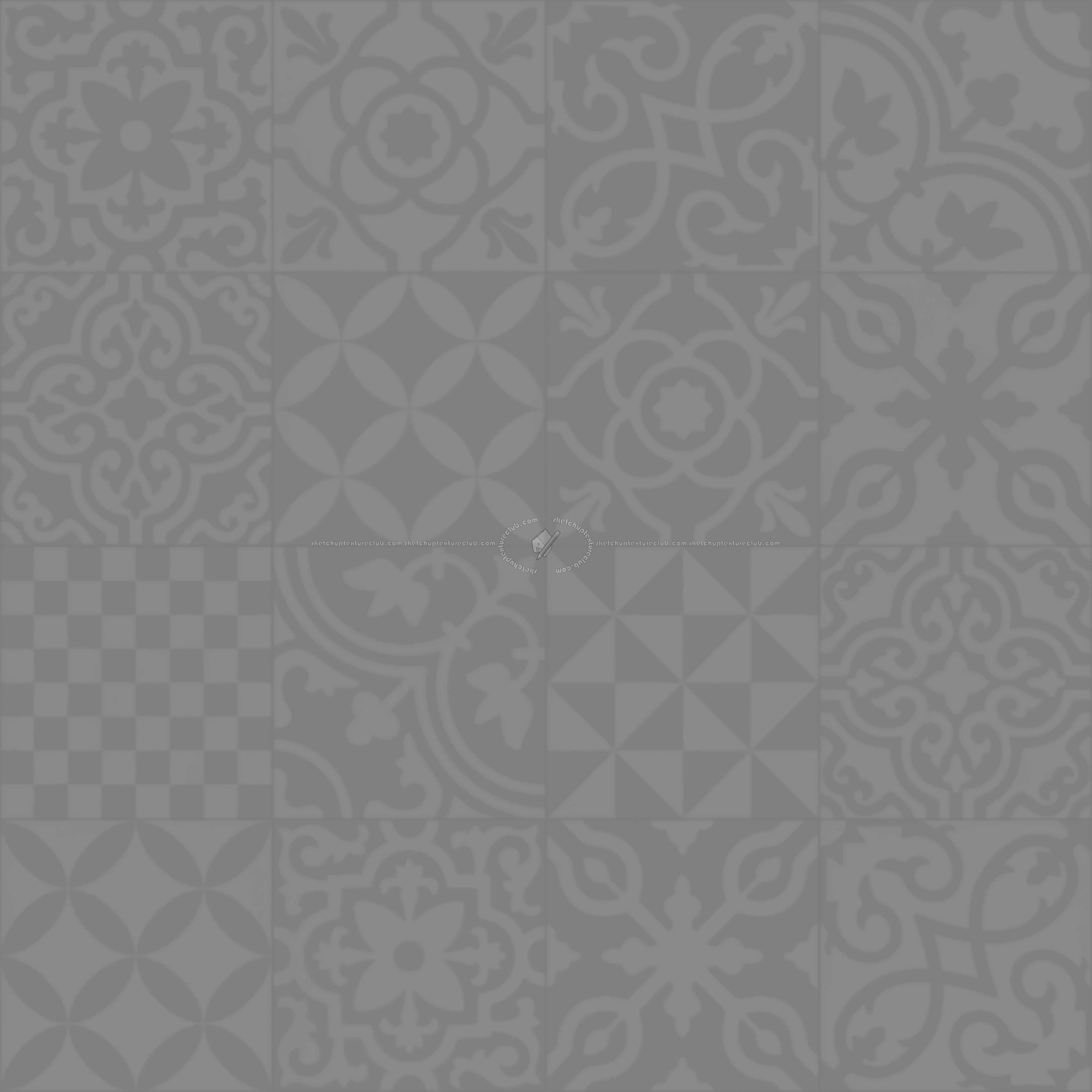 Textures   -   ARCHITECTURE   -   TILES INTERIOR   -   Cement - Encaustic   -   Cement  - cementine tiles Pbr texture seamless 22143 - Displacement