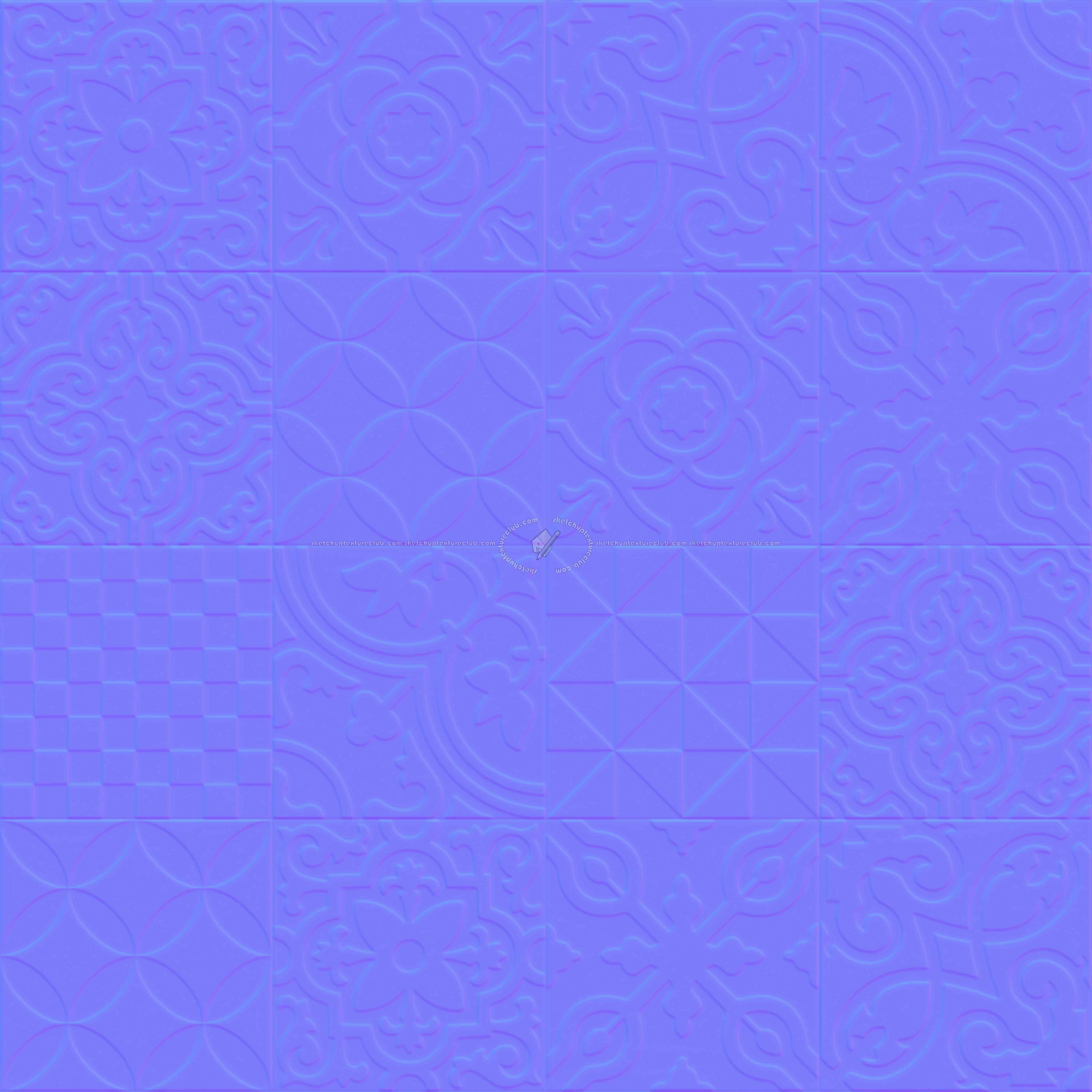 Textures   -   ARCHITECTURE   -   TILES INTERIOR   -   Cement - Encaustic   -   Cement  - cementine tiles Pbr texture seamless 22145 - Normal