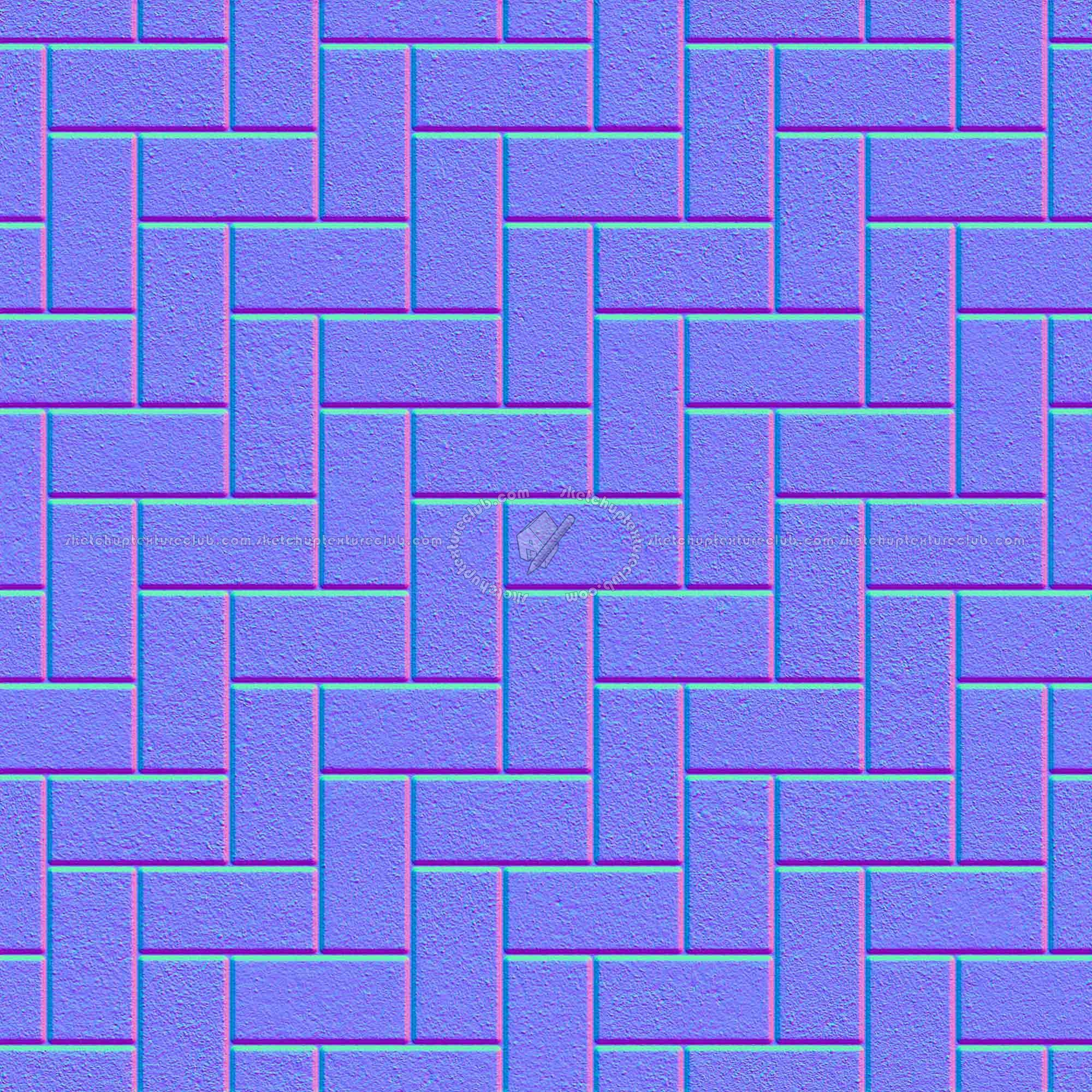 Textures   -   ARCHITECTURE   -   PAVING OUTDOOR   -   Concrete   -   Herringbone  - Concrete paving herringbone outdoor texture seamless 05804 - Normal