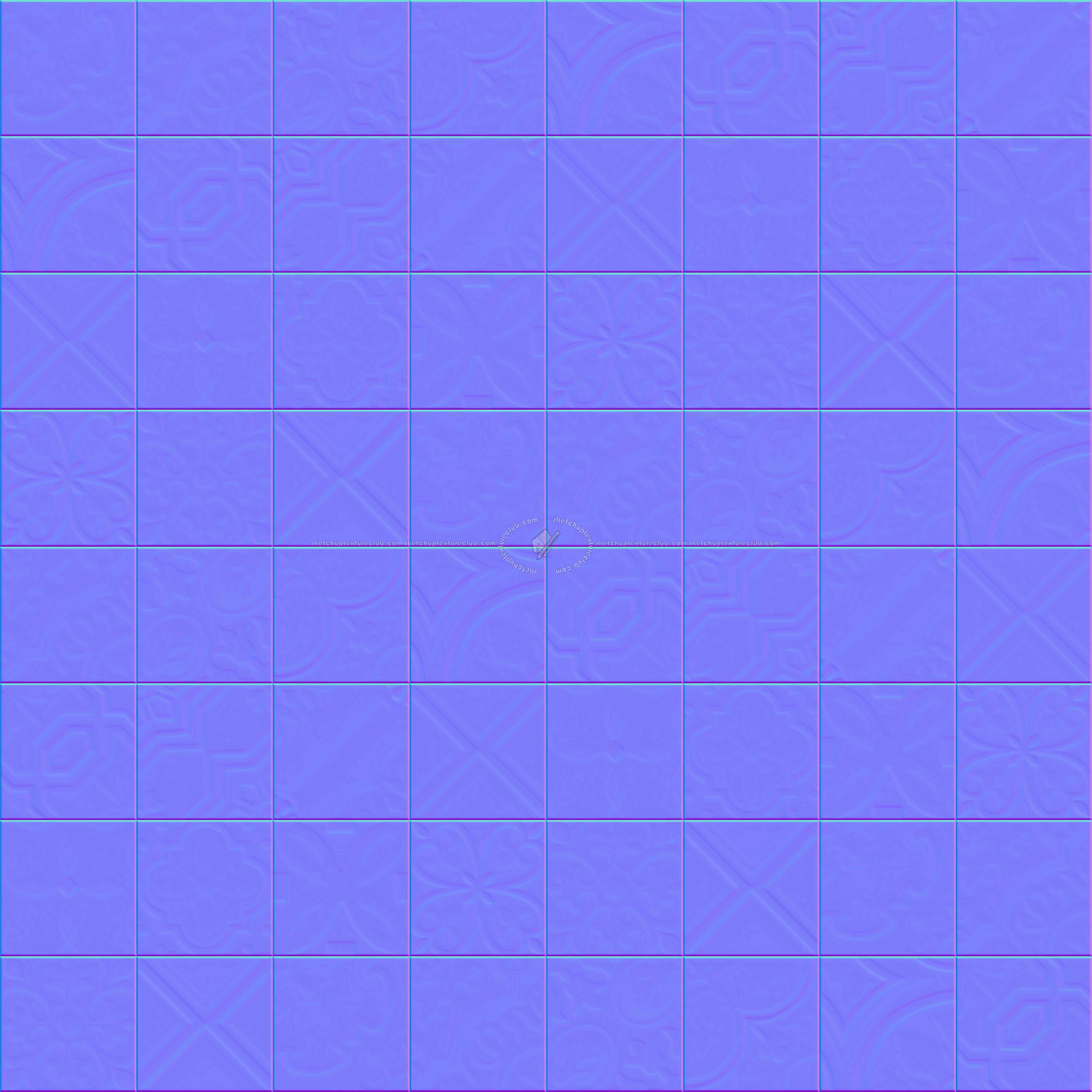 Textures   -   ARCHITECTURE   -   TILES INTERIOR   -   Cement - Encaustic   -   Cement  - cementine tiles Pbr texture seamless 22146 - Normal